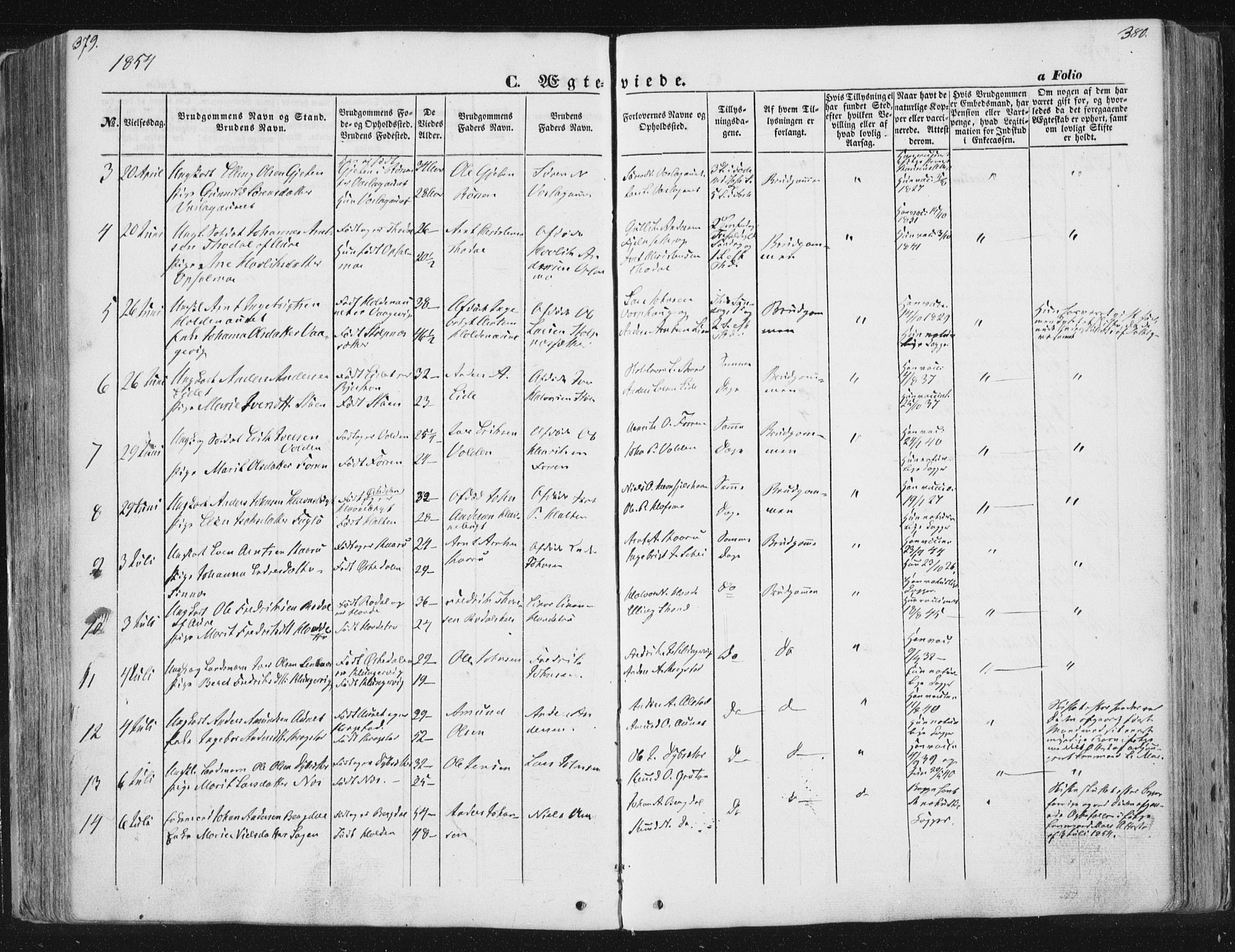 Ministerialprotokoller, klokkerbøker og fødselsregistre - Sør-Trøndelag, SAT/A-1456/630/L0494: Parish register (official) no. 630A07, 1852-1868, p. 379-380