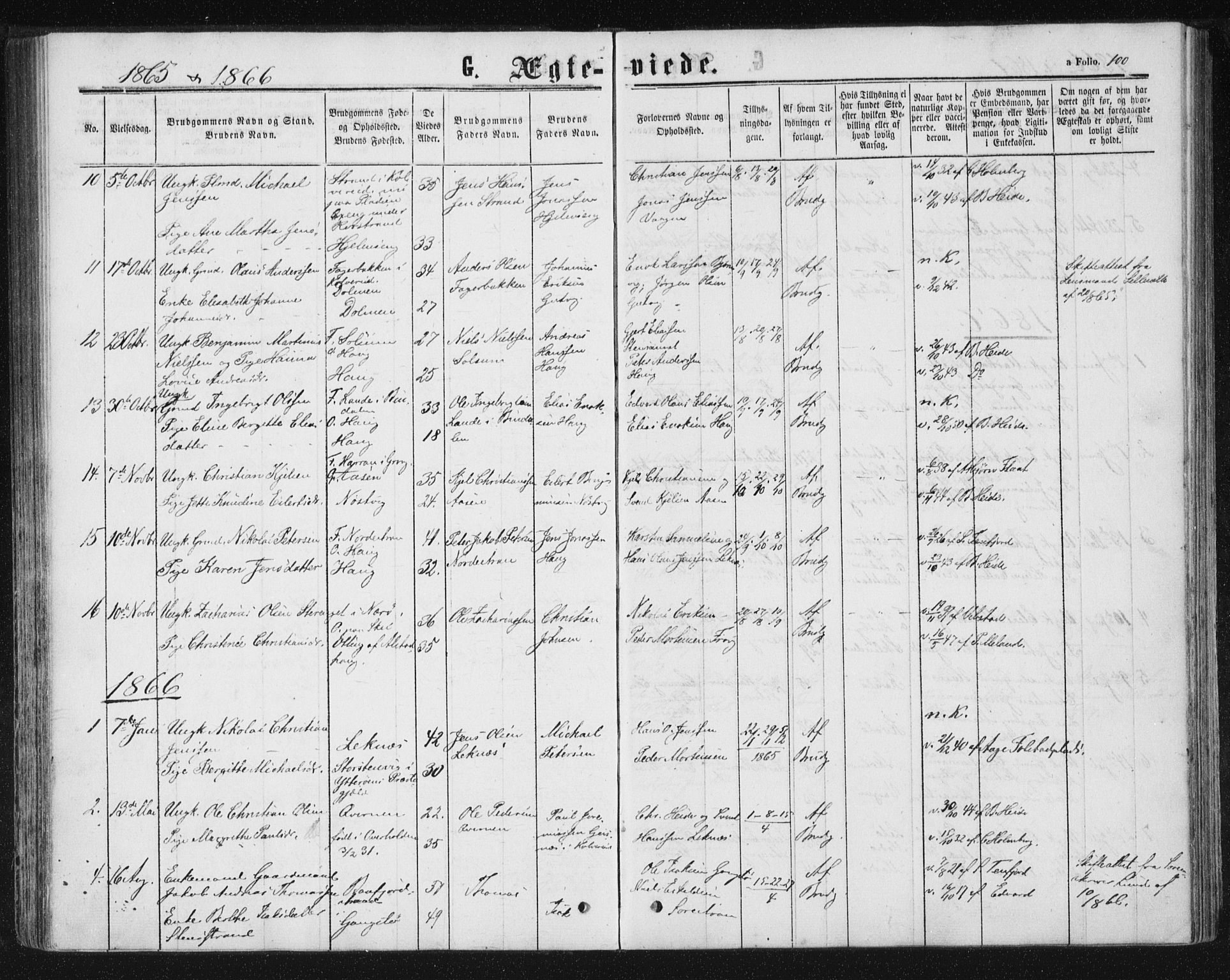 Ministerialprotokoller, klokkerbøker og fødselsregistre - Nord-Trøndelag, SAT/A-1458/788/L0696: Parish register (official) no. 788A03, 1863-1877, p. 100