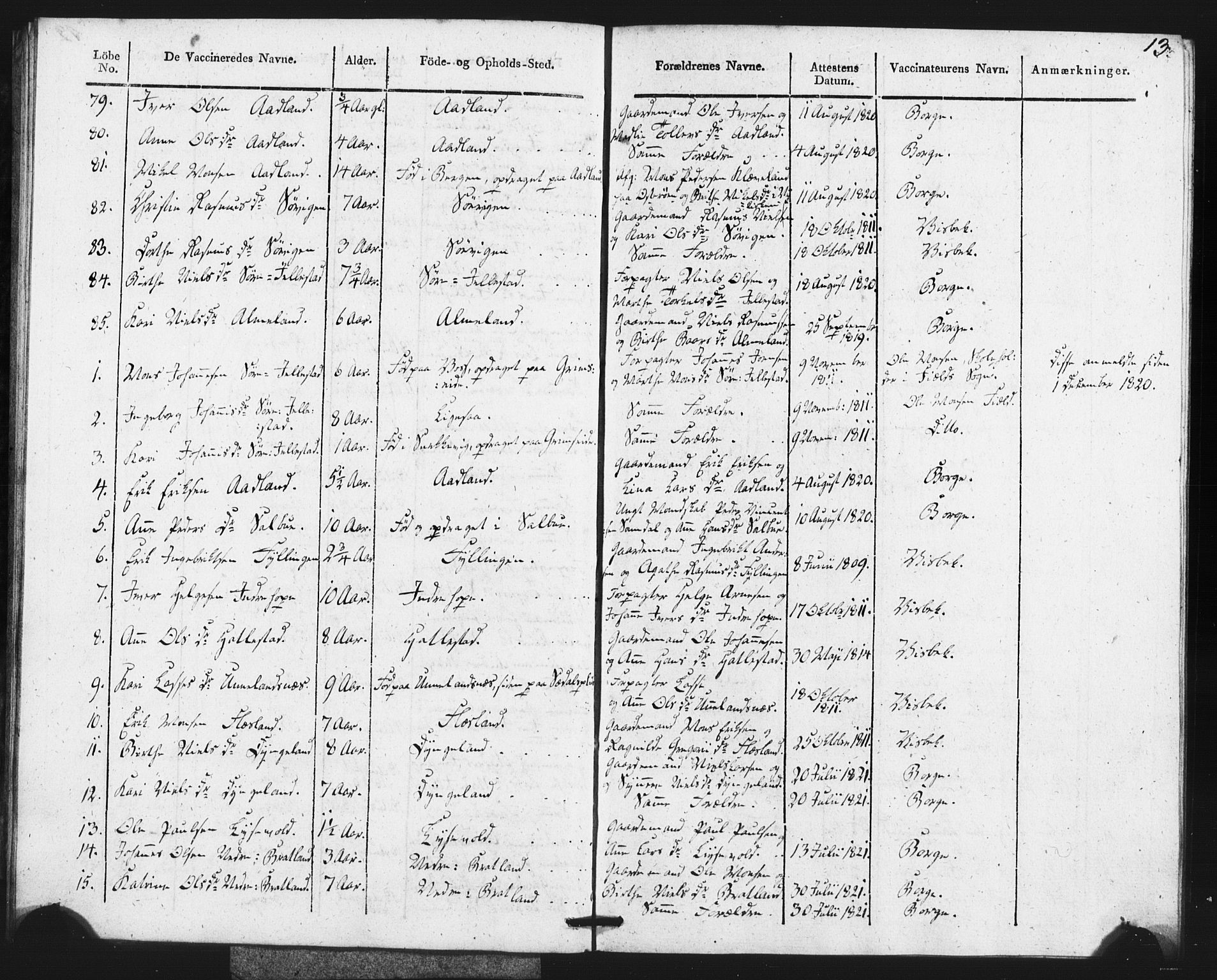 Fana Sokneprestembete, AV/SAB-A-75101/H/Haa/Haaa/L0013: Parish register (official) no. A 13, 1819-1833, p. 13