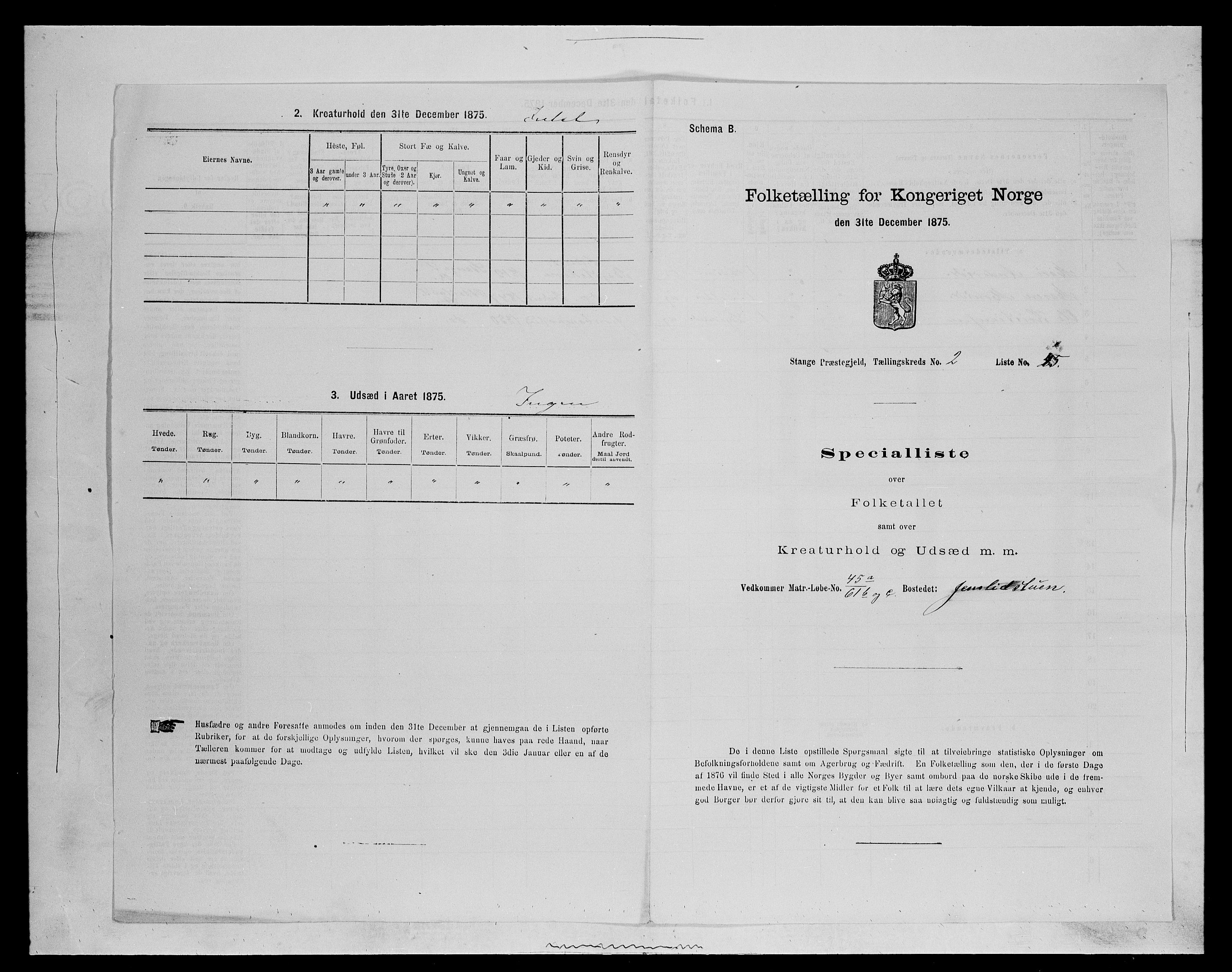 SAH, 1875 census for 0417P Stange, 1875, p. 370