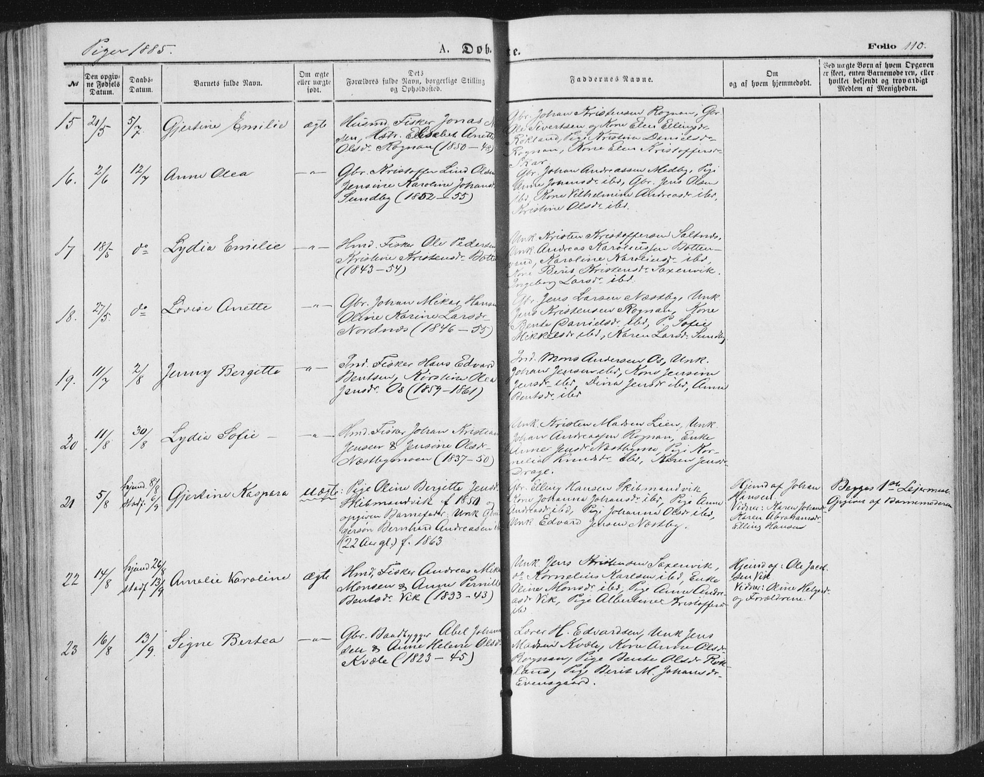 Ministerialprotokoller, klokkerbøker og fødselsregistre - Nordland, AV/SAT-A-1459/847/L0668: Parish register (official) no. 847A08, 1872-1886, p. 110