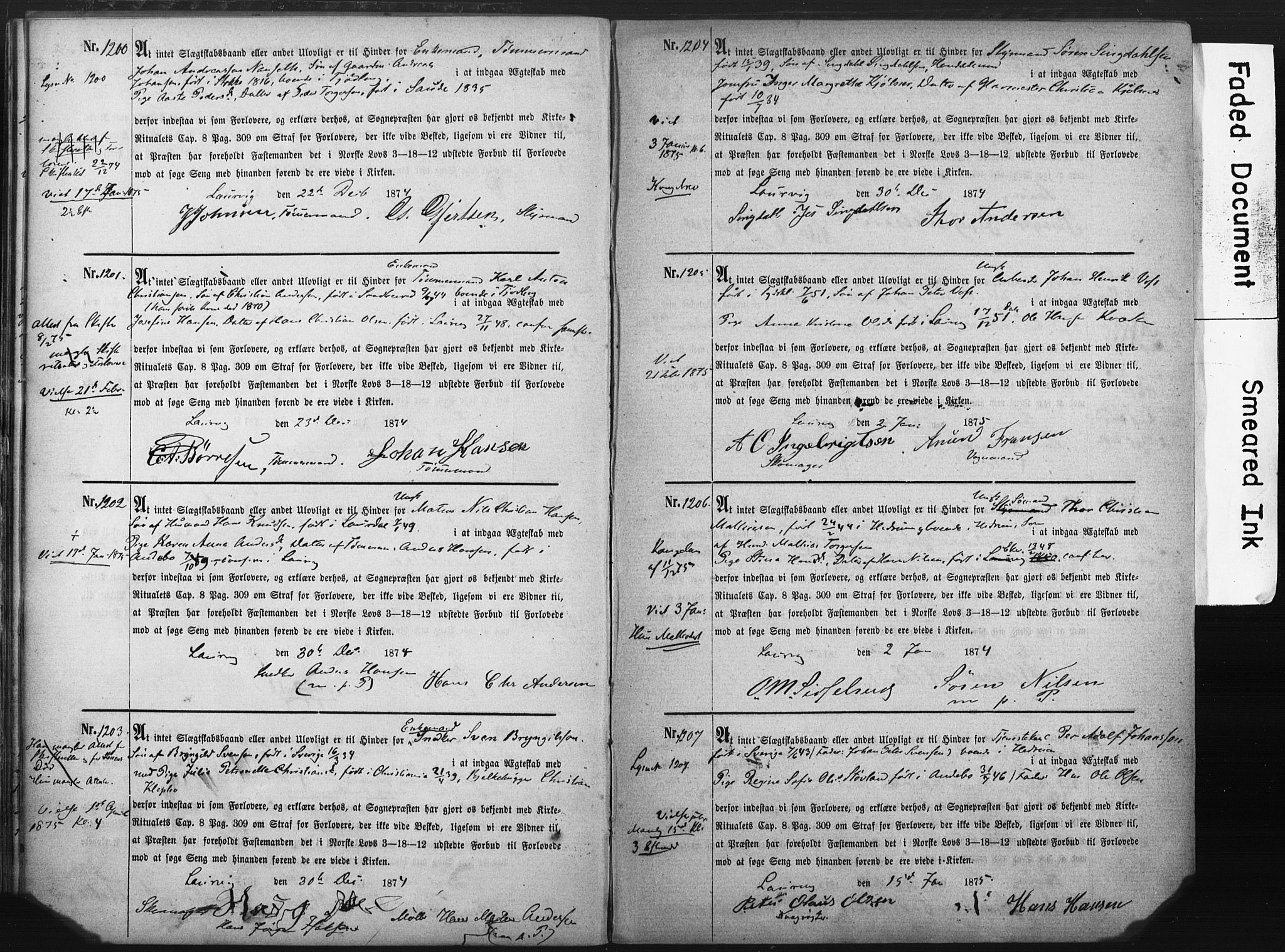 Larvik kirkebøker, AV/SAKO-A-352/H/Ha/L0001: Banns register no. 1, 1870-1892