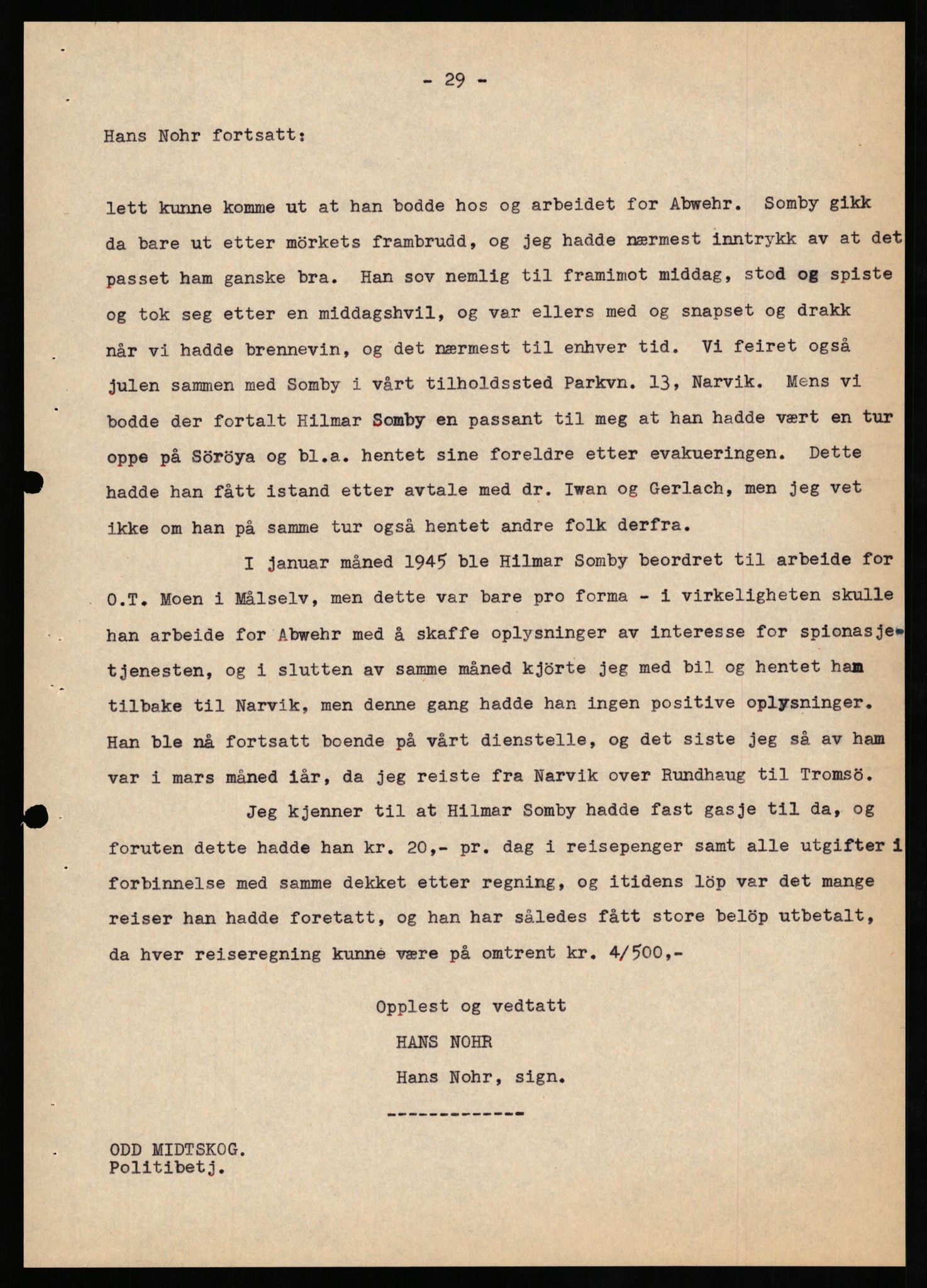 Forsvaret, Forsvarets overkommando II, AV/RA-RAFA-3915/D/Db/L0024: CI Questionaires. Tyske okkupasjonsstyrker i Norge. Tyskere., 1945-1946, p. 277