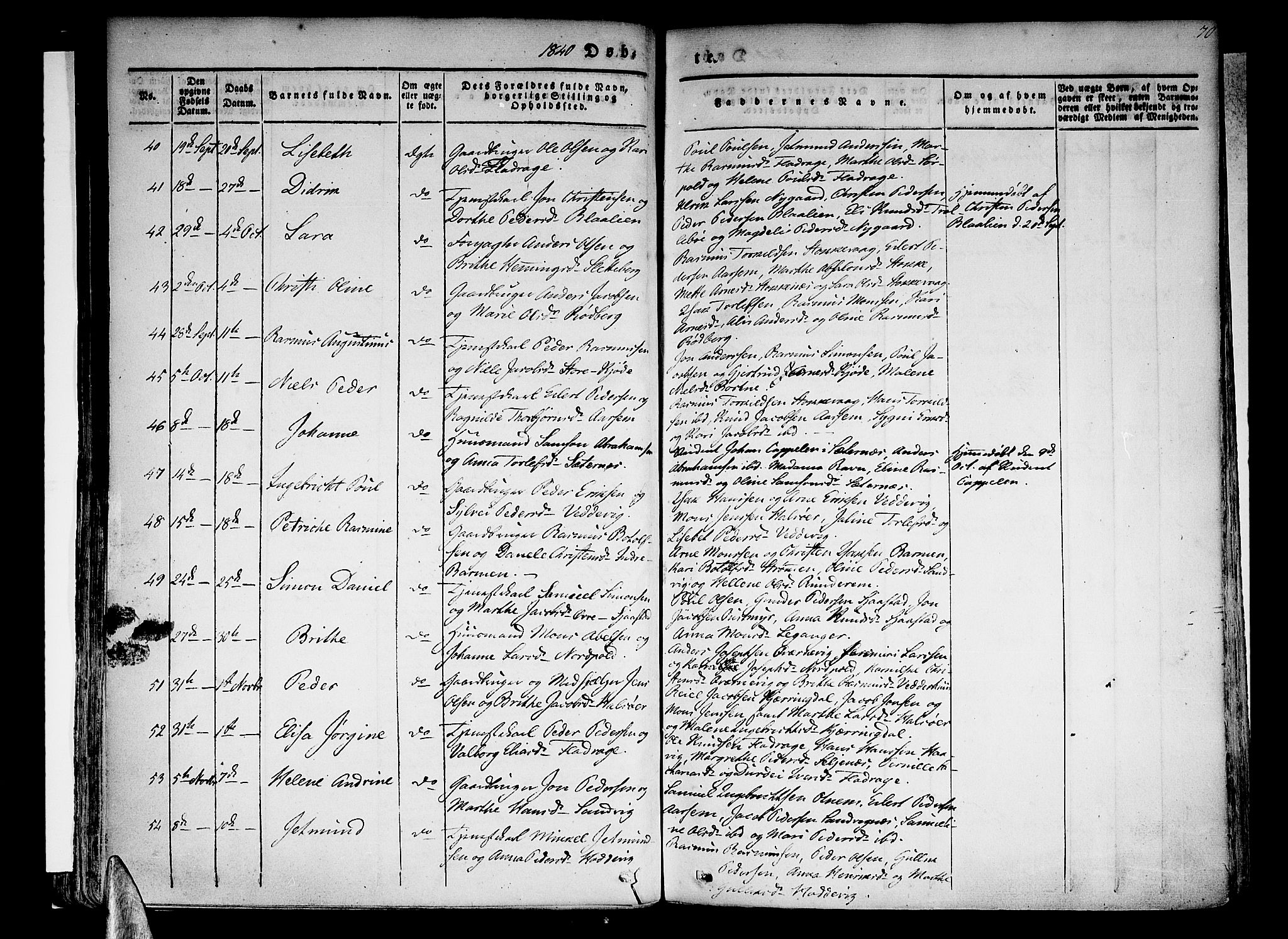 Selje sokneprestembete, SAB/A-99938/H/Ha/Haa/Haaa: Parish register (official) no. A 9, 1829-1844, p. 70