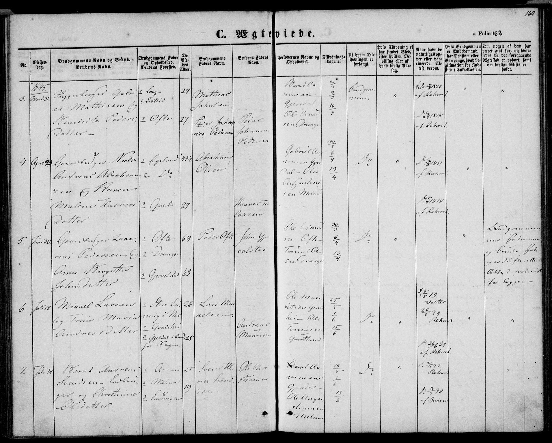 Herad sokneprestkontor, AV/SAK-1111-0018/F/Fa/Faa/L0004: Parish register (official) no. A 4, 1844-1853, p. 162