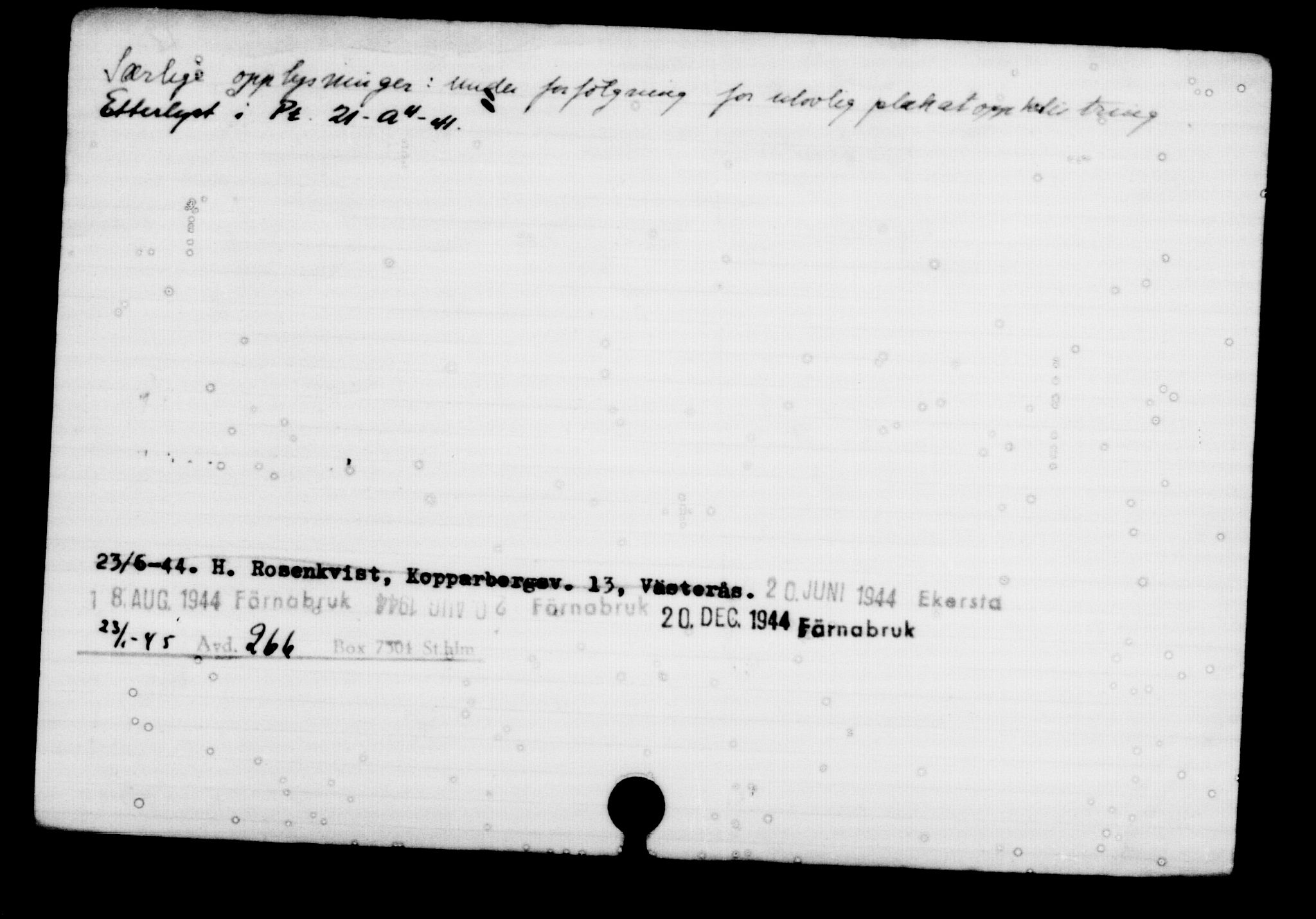 Utenriksstasjonene, Legasjonen i Stockholm, Flyktningkontoret, AV/RA-S-6753/V/Va/L0001: Kjesäterkartoteket, flyktninger med registreringsnr. 1-1000, 1940-1945, p. 142