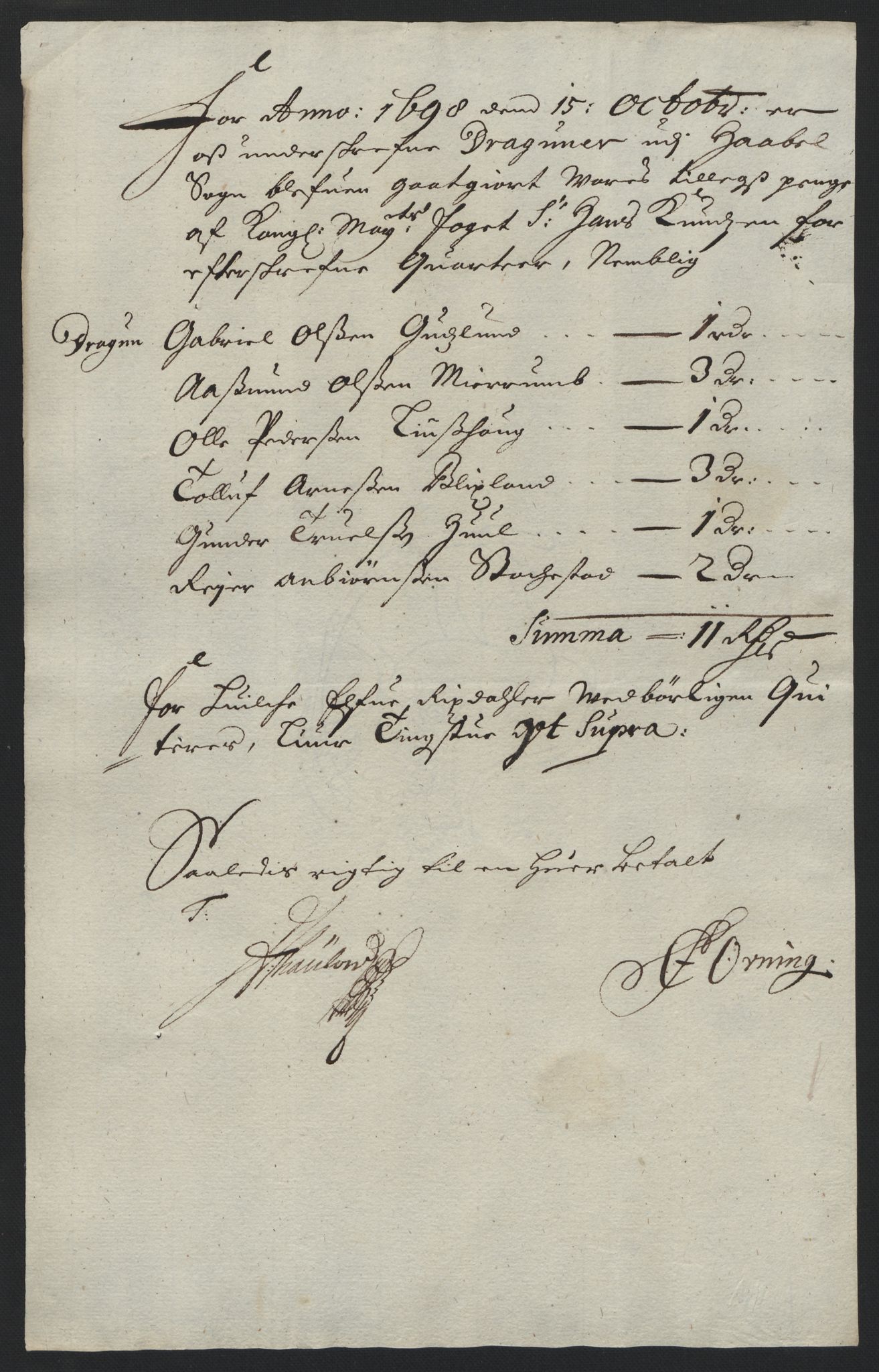 Rentekammeret inntil 1814, Reviderte regnskaper, Fogderegnskap, RA/EA-4092/R04/L0127: Fogderegnskap Moss, Onsøy, Tune, Veme og Åbygge, 1698, p. 121