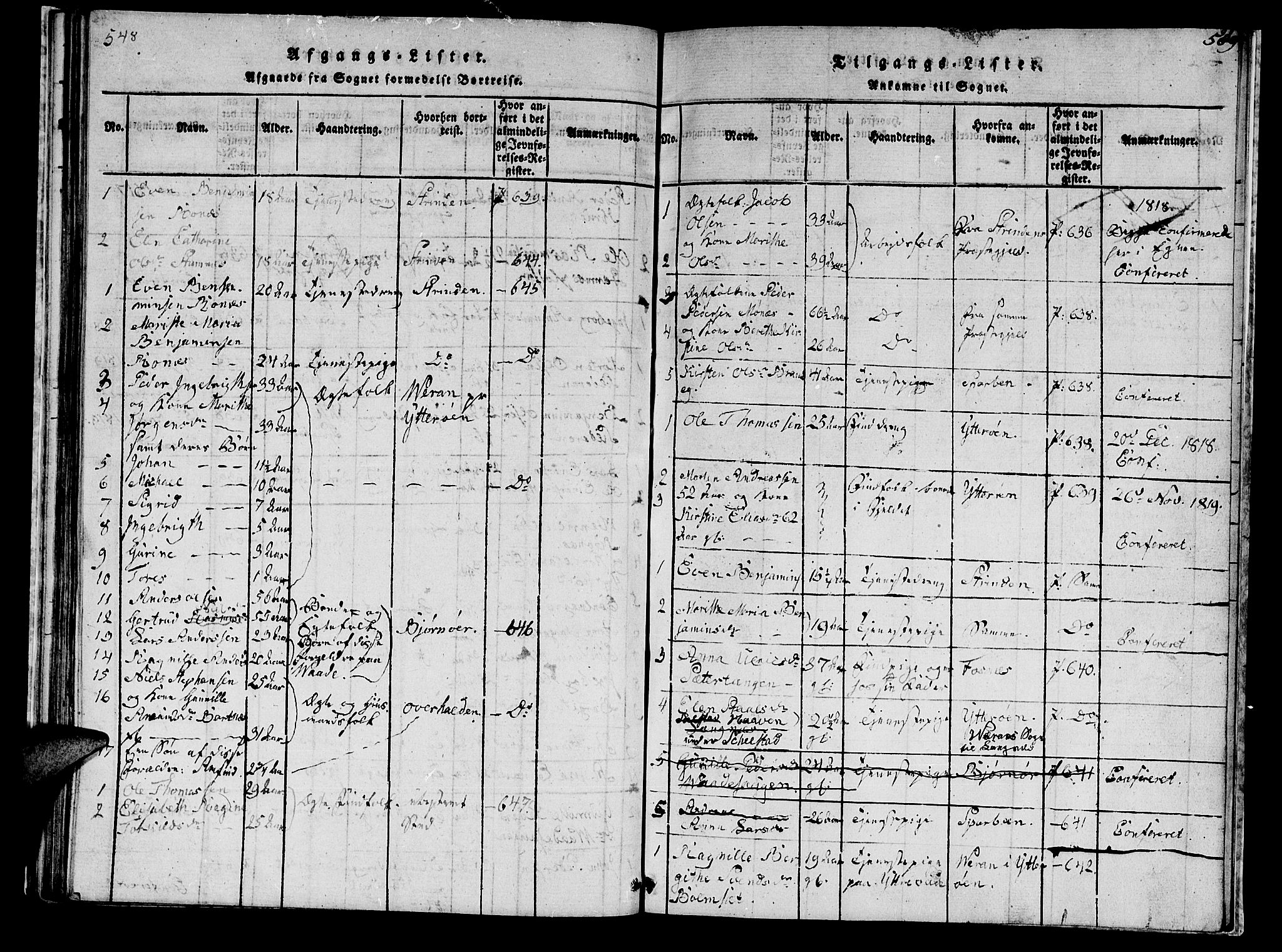 Ministerialprotokoller, klokkerbøker og fødselsregistre - Nord-Trøndelag, SAT/A-1458/745/L0433: Parish register (copy) no. 745C02, 1817-1825, p. 548-549