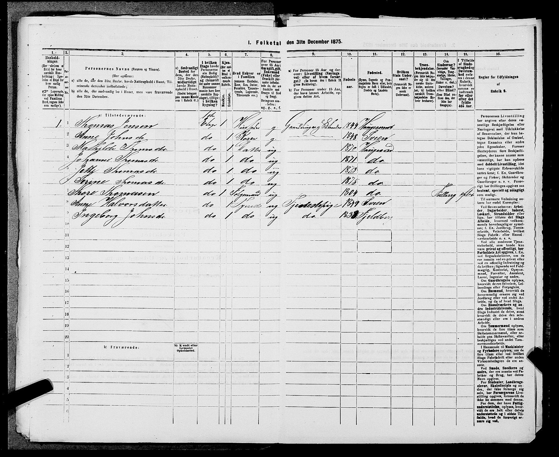 SAST, 1875 census for 1106B Torvastad/Haugesund, 1875, p. 839