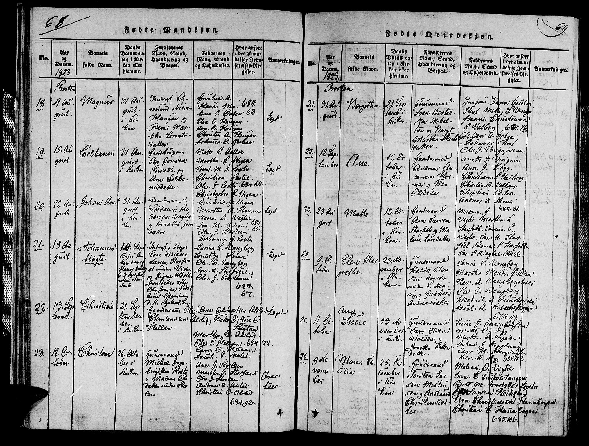 Ministerialprotokoller, klokkerbøker og fødselsregistre - Nord-Trøndelag, SAT/A-1458/713/L0112: Parish register (official) no. 713A04 /1, 1817-1827, p. 68-69