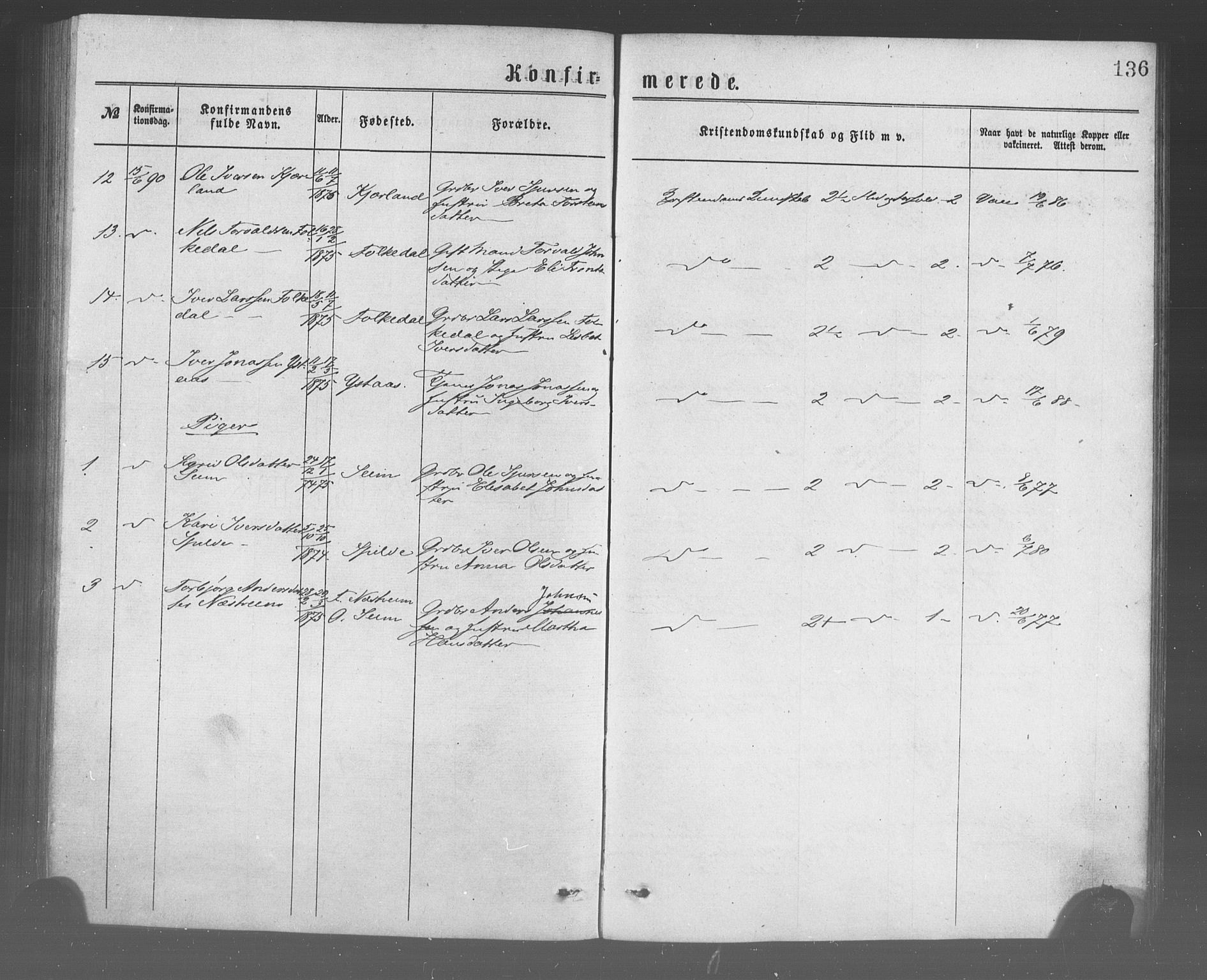 Ulvik sokneprestembete, SAB/A-78801/H/Haa: Parish register (official) no. A 17, 1873-1891, p. 136