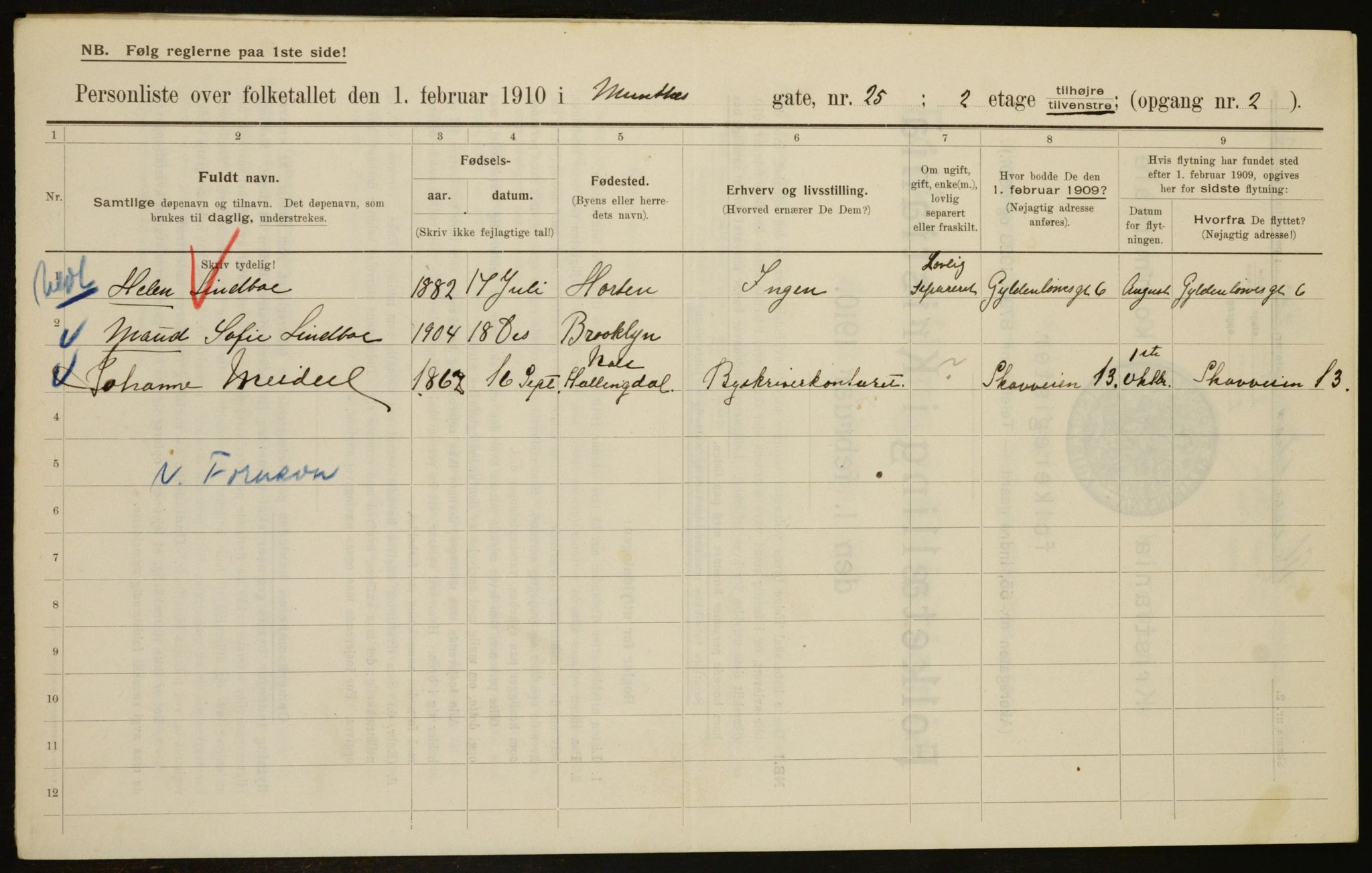 OBA, Municipal Census 1910 for Kristiania, 1910, p. 65759