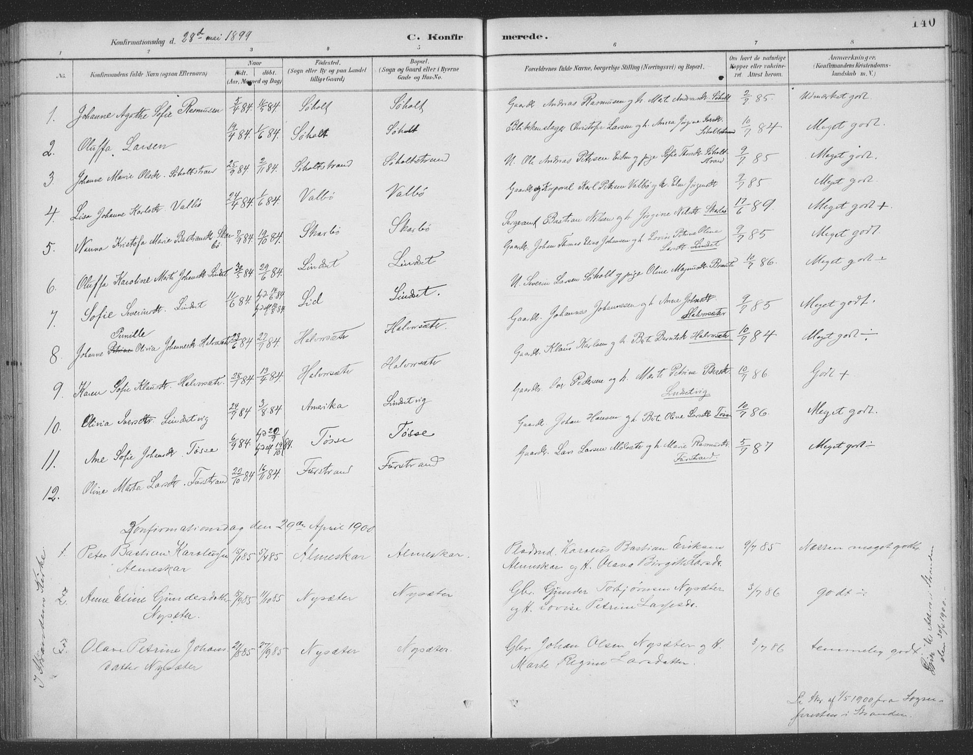 Ministerialprotokoller, klokkerbøker og fødselsregistre - Møre og Romsdal, AV/SAT-A-1454/522/L0316: Parish register (official) no. 522A11, 1890-1911, p. 140
