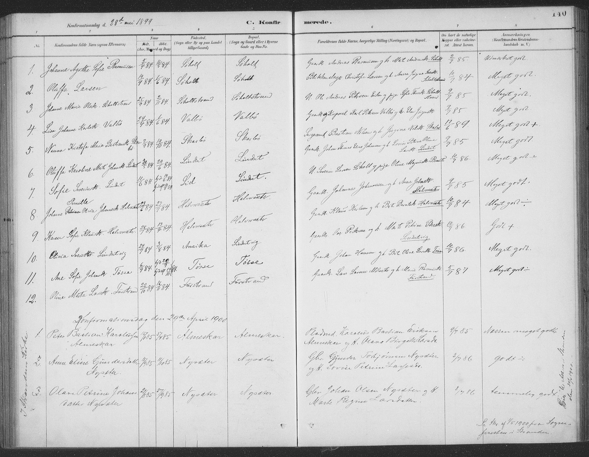 Ministerialprotokoller, klokkerbøker og fødselsregistre - Møre og Romsdal, AV/SAT-A-1454/522/L0316: Parish register (official) no. 522A11, 1890-1911, p. 140