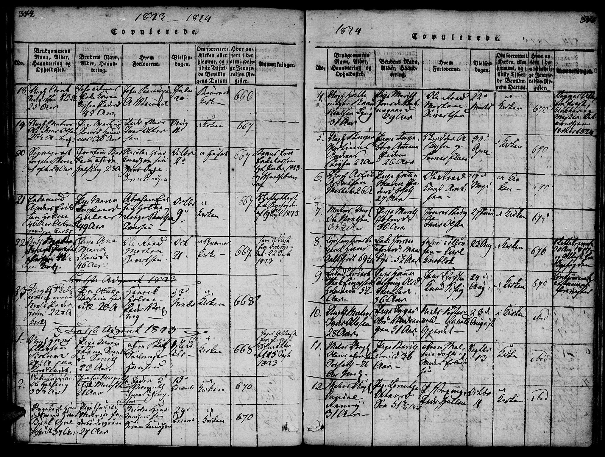 Ministerialprotokoller, klokkerbøker og fødselsregistre - Møre og Romsdal, AV/SAT-A-1454/572/L0842: Parish register (official) no. 572A05, 1819-1832, p. 374-375