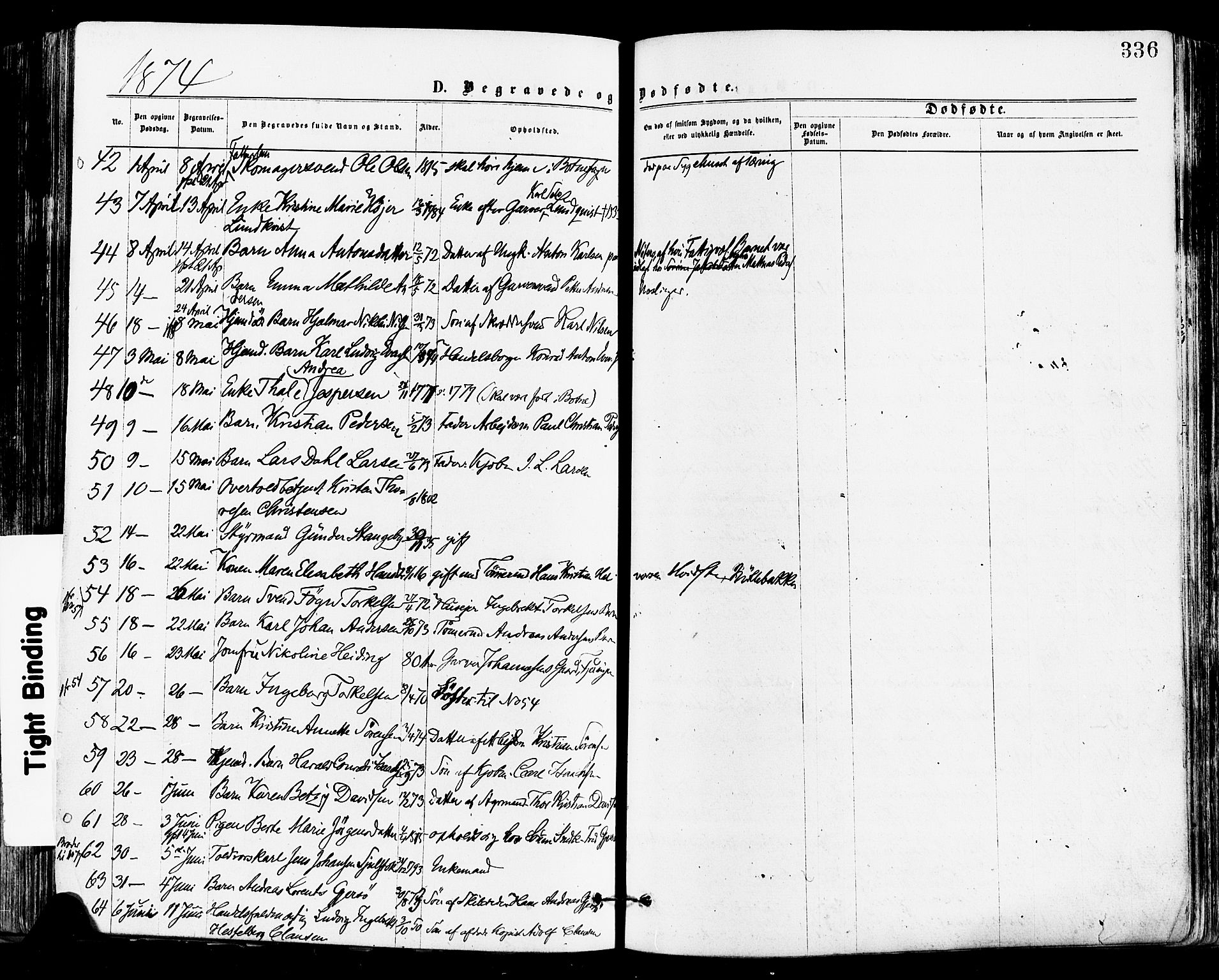 Tønsberg kirkebøker, AV/SAKO-A-330/F/Fa/L0010: Parish register (official) no. I 10, 1874-1880, p. 336