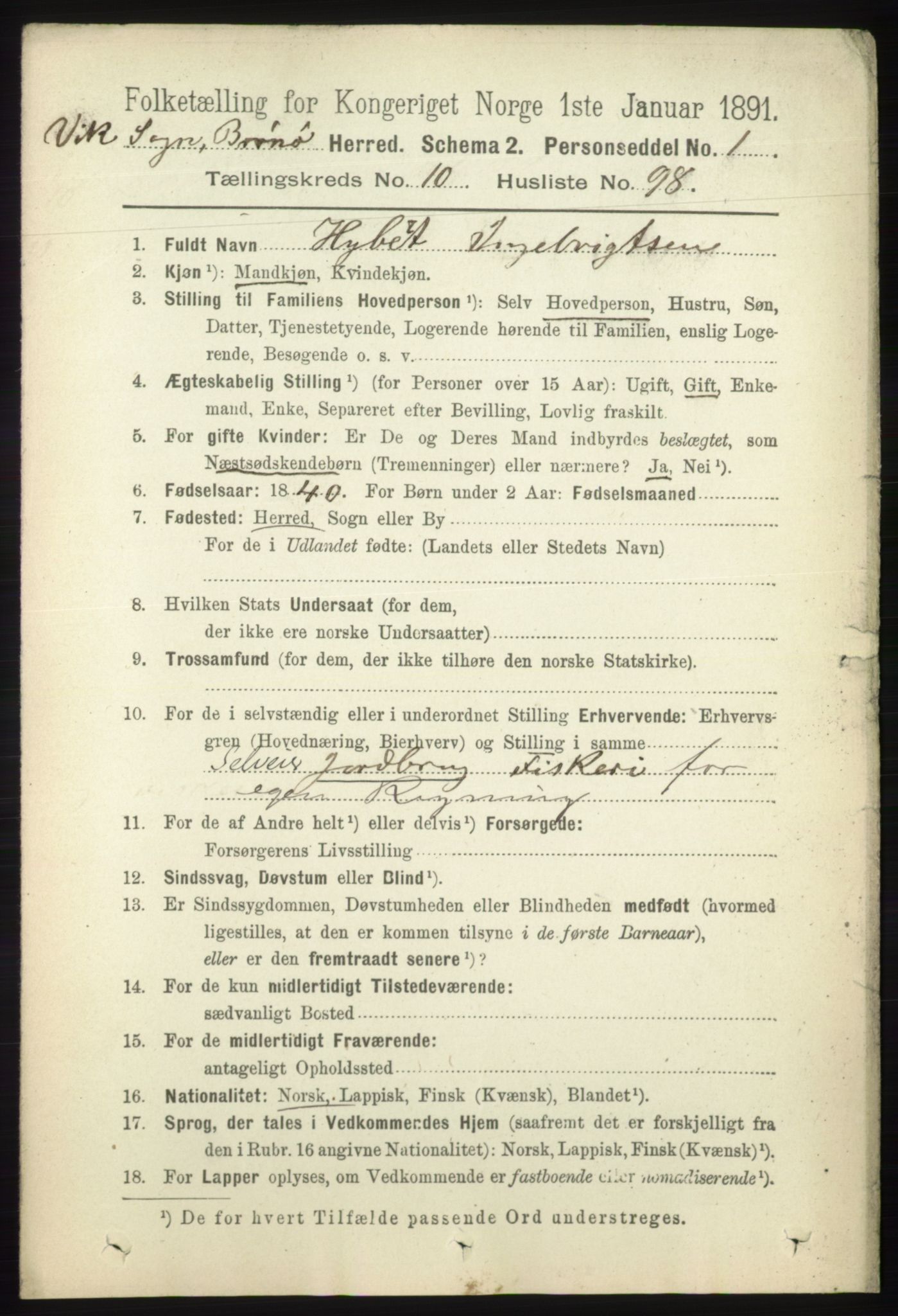 RA, 1891 census for 1814 Brønnøy, 1891, p. 6369