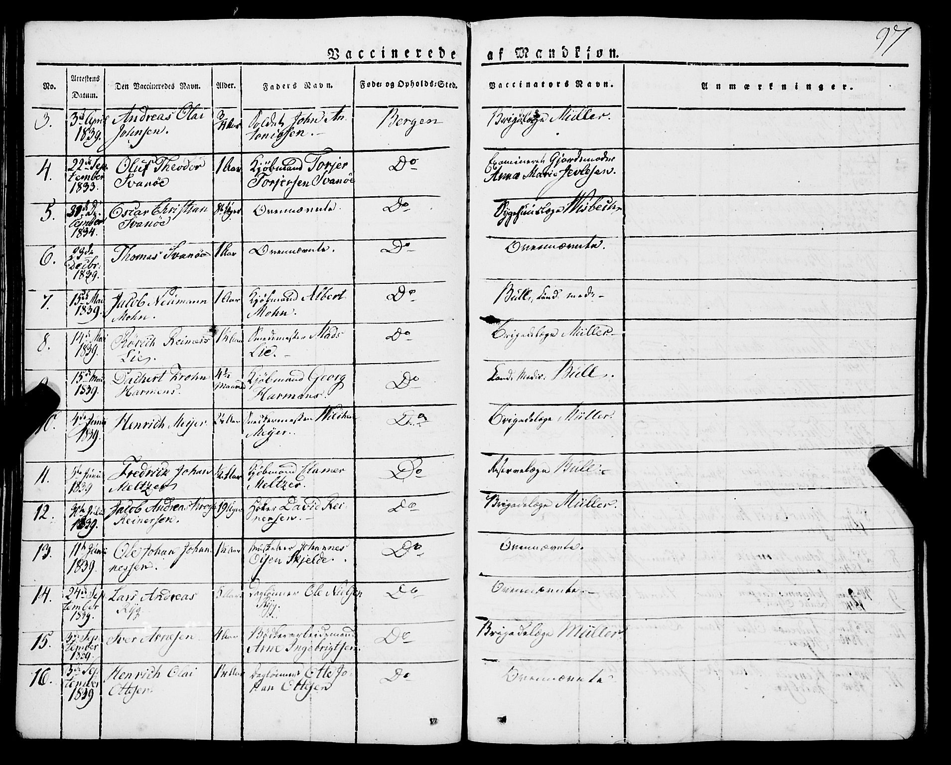 Korskirken sokneprestembete, AV/SAB-A-76101/H/Haa/L0050: Parish register (official) no. F 1, 1821-1869, p. 97