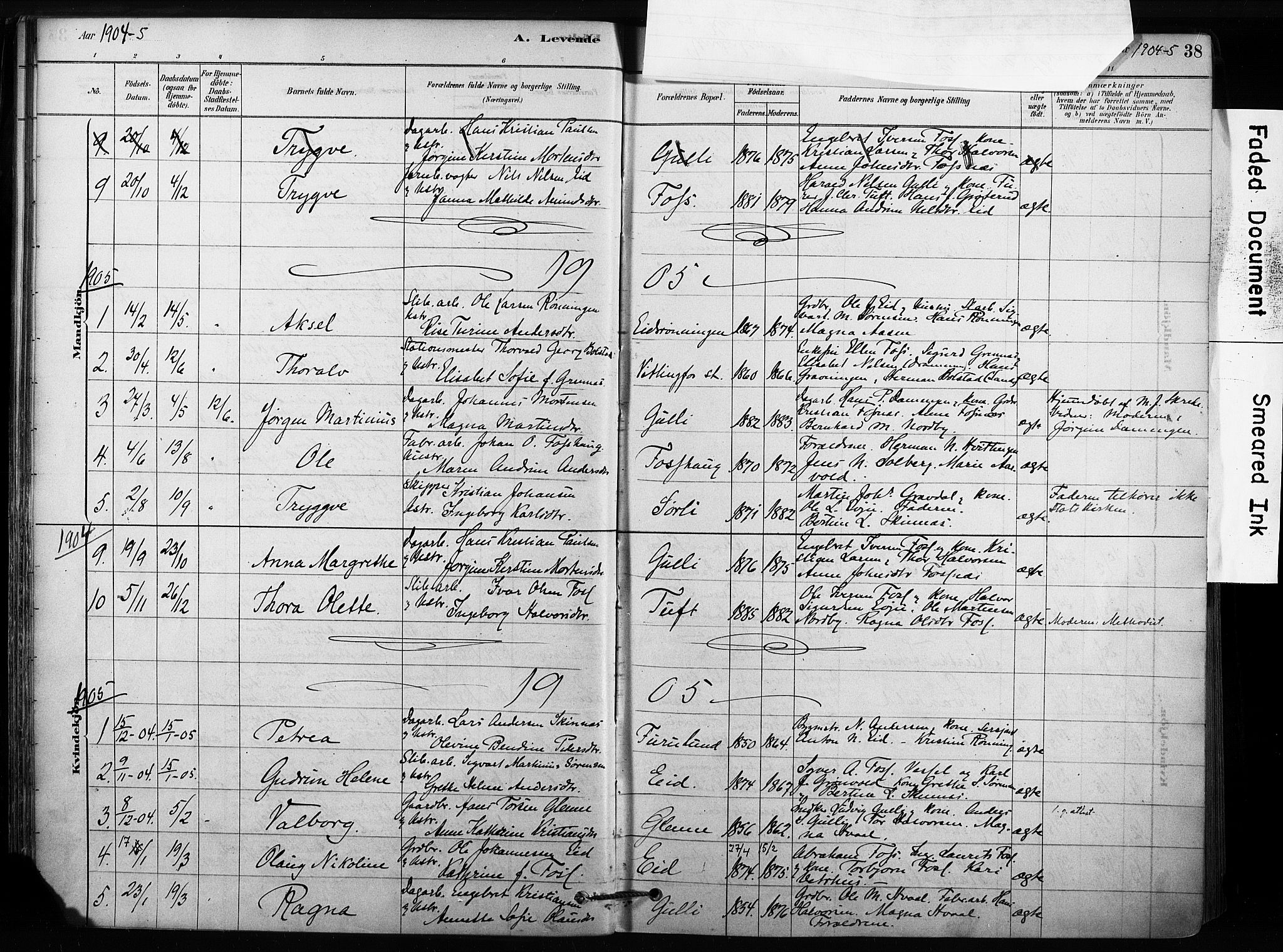 Sandsvær kirkebøker, SAKO/A-244/F/Fc/L0001: Parish register (official) no. III 1, 1878-1923, p. 38