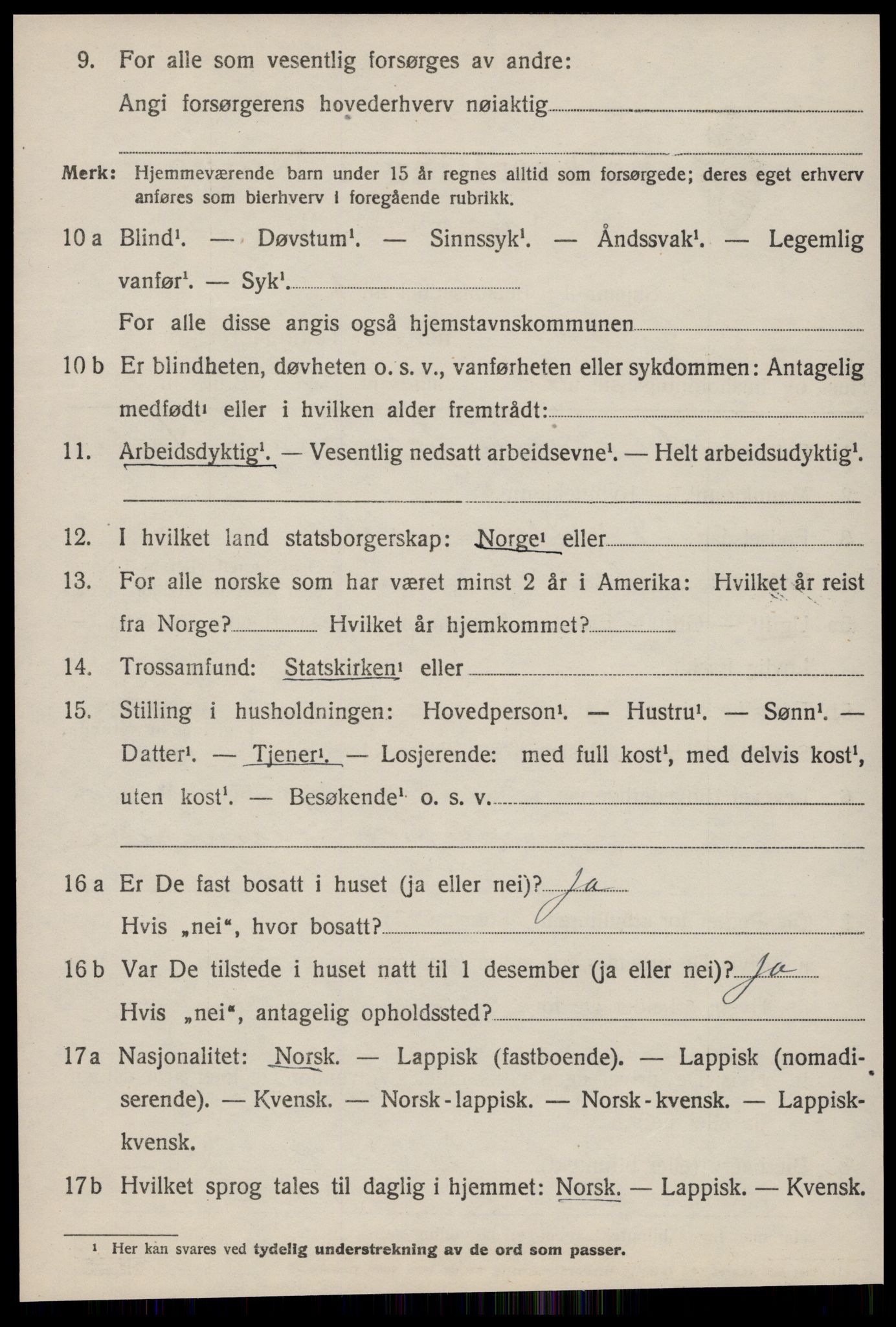 SAT, 1920 census for Ørland, 1920, p. 4922