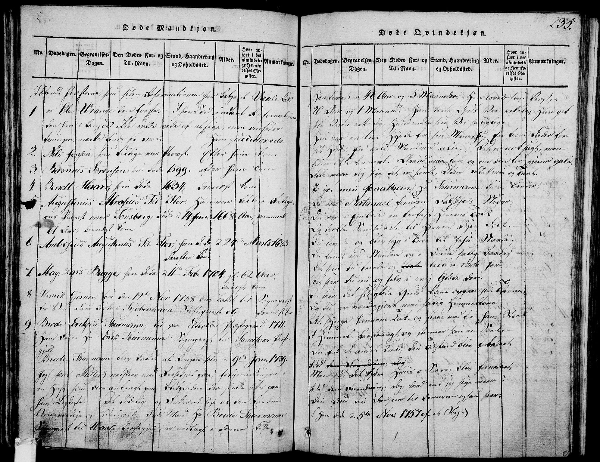Våle kirkebøker, SAKO/A-334/G/Ga/L0001: Parish register (copy) no. I 1, 1814-1824, p. 234-235