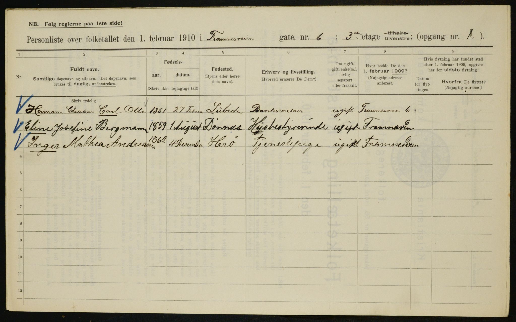 OBA, Municipal Census 1910 for Kristiania, 1910, p. 23906