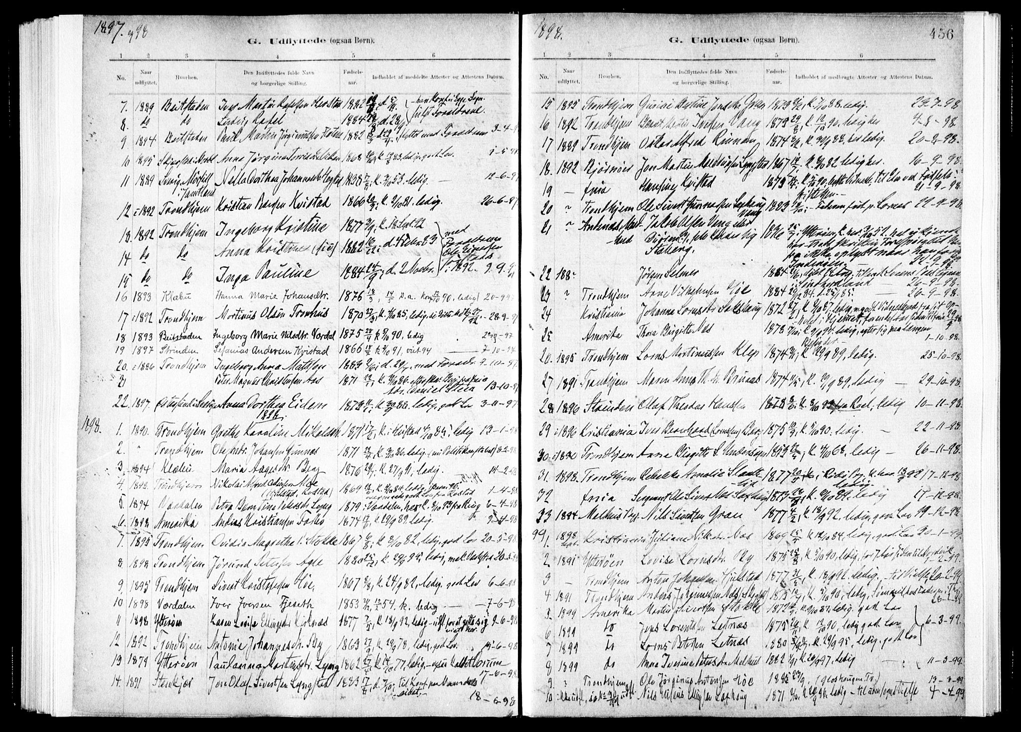 Ministerialprotokoller, klokkerbøker og fødselsregistre - Nord-Trøndelag, SAT/A-1458/730/L0285: Parish register (official) no. 730A10, 1879-1914, p. 456