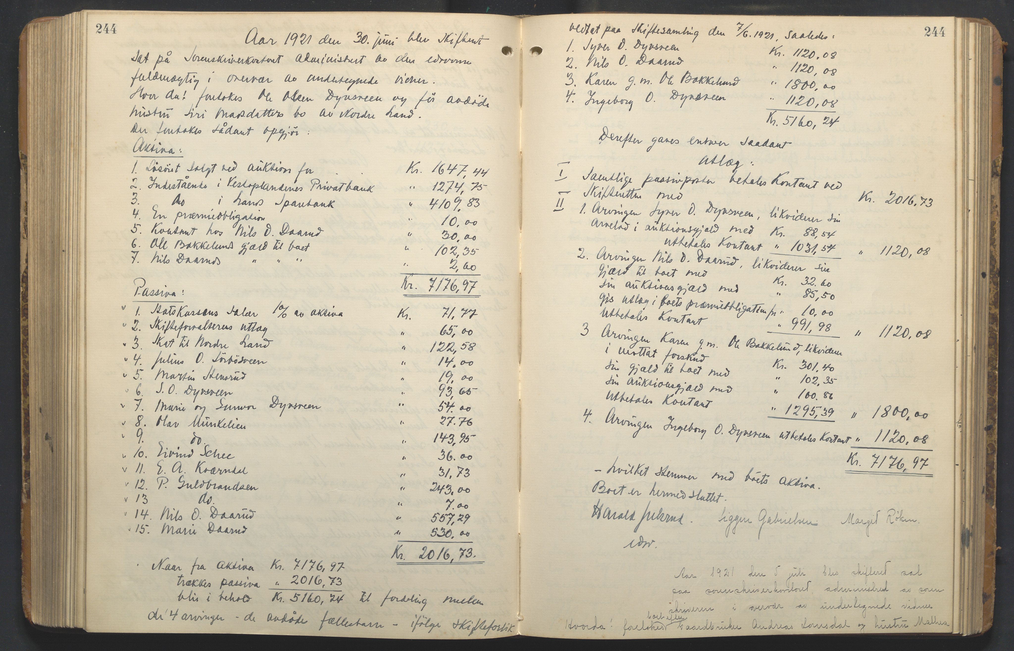 Hadeland og Land tingrett, AV/SAH-TING-010/J/Jd/L0005: Skifteutlodningsprotokoll, 1913-1924, p. 244