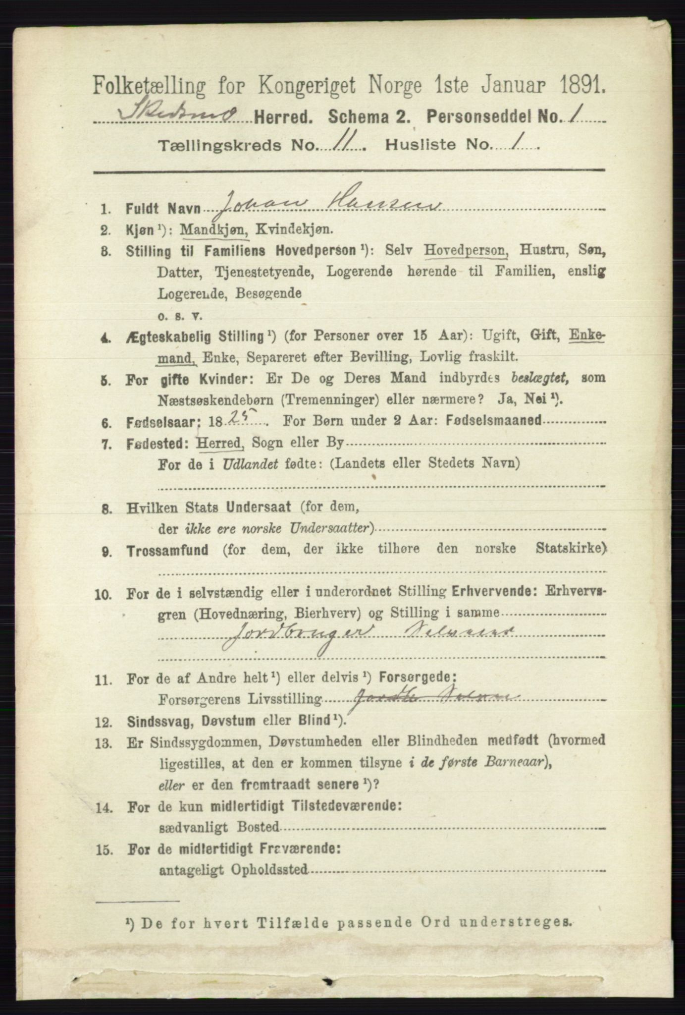 RA, 1891 census for 0231 Skedsmo, 1891, p. 6205