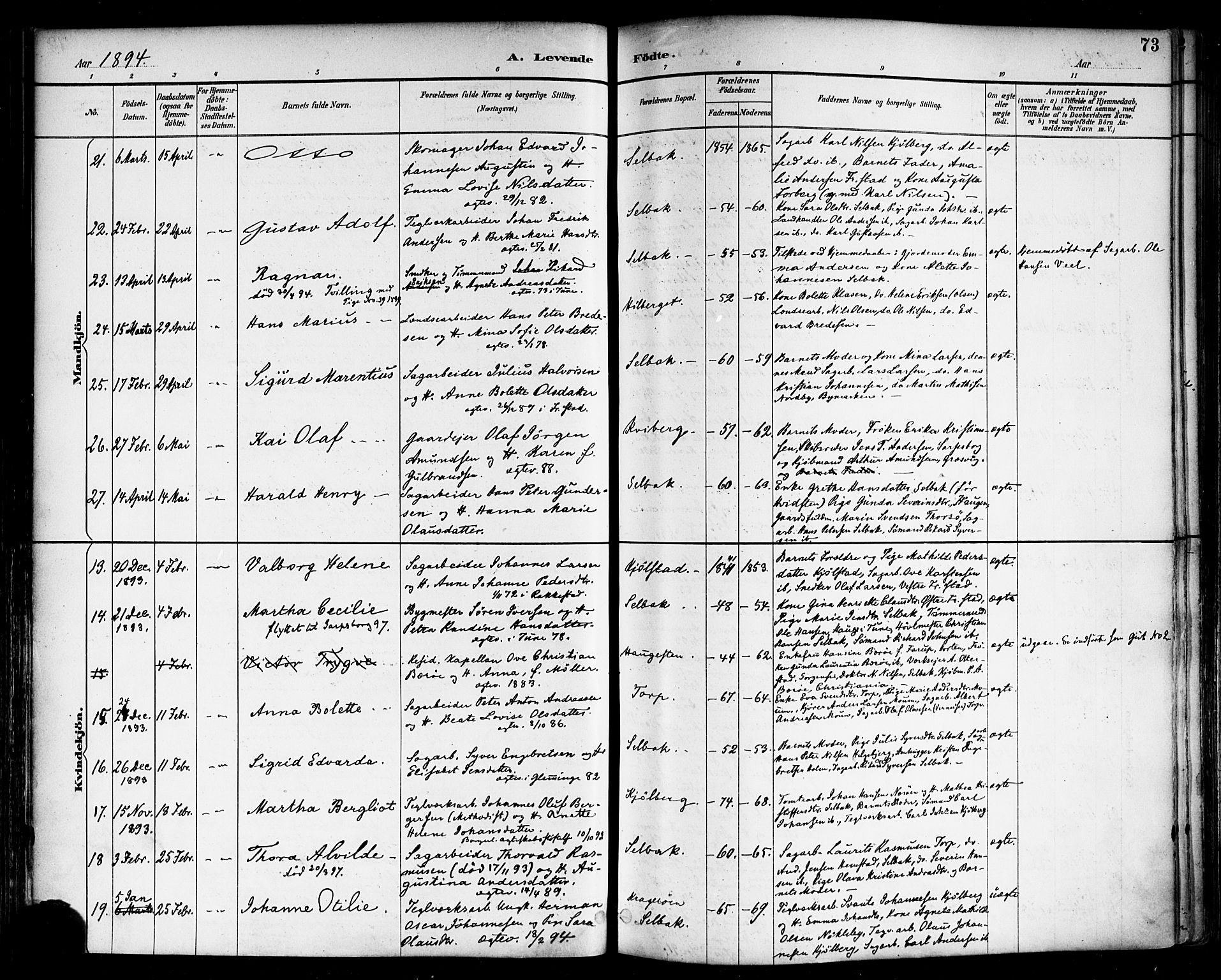 Borge prestekontor Kirkebøker, AV/SAO-A-10903/F/Fa/L0008: Parish register (official) no. I 8A, 1887-1902, p. 73