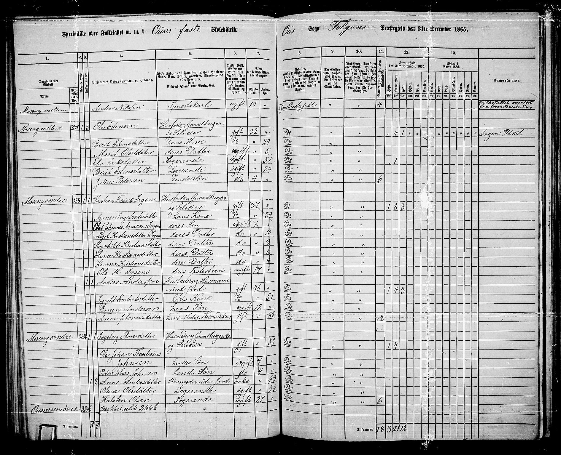 RA, 1865 census for Tolga, 1865, p. 145