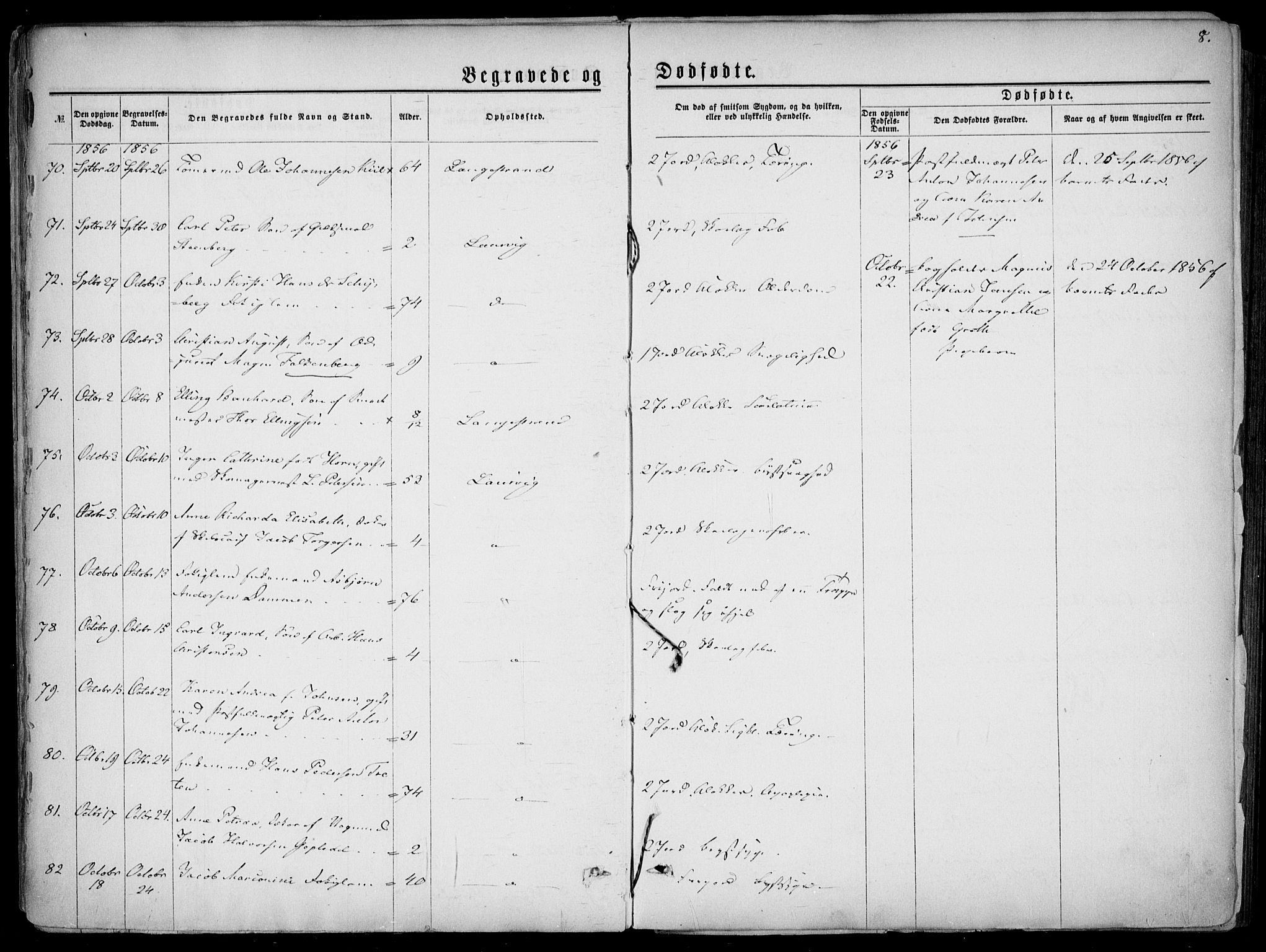 Larvik kirkebøker, AV/SAKO-A-352/F/Fa/L0005: Parish register (official) no. I 5, 1856-1870, p. 8