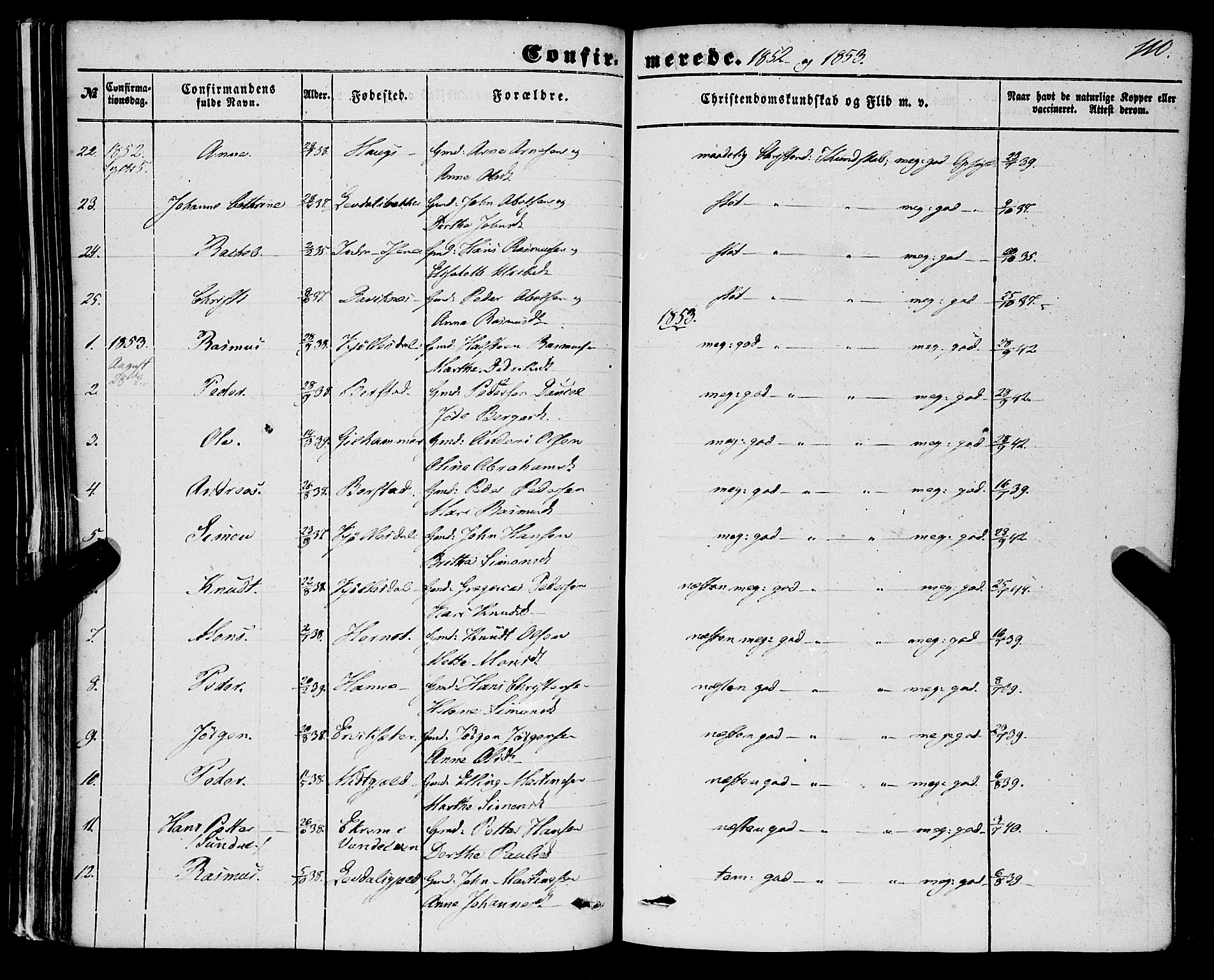 Davik sokneprestembete, AV/SAB-A-79701/H/Haa/Haaa/L0005: Parish register (official) no. A 5, 1850-1866, p. 110