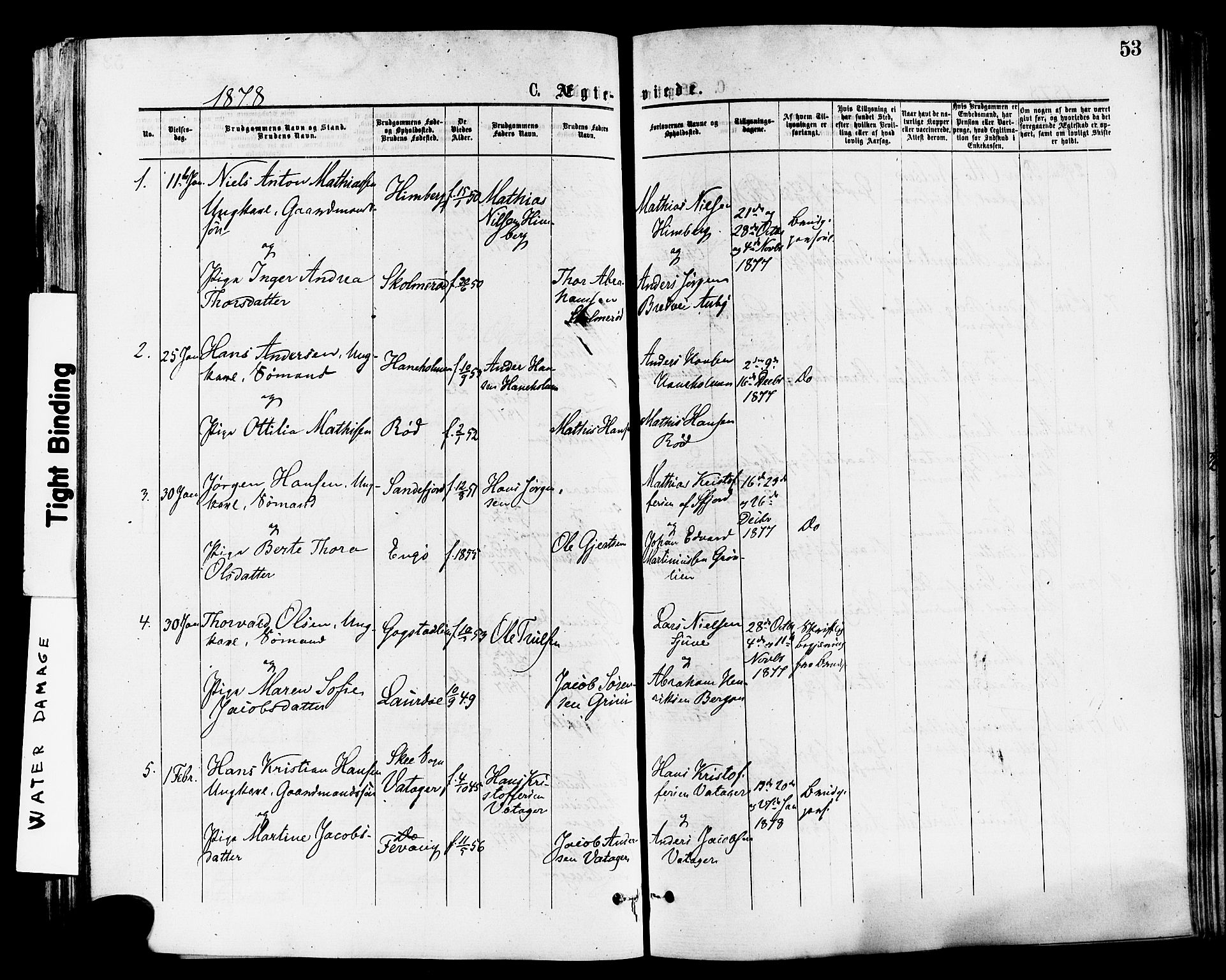 Sandar kirkebøker, SAKO/A-243/F/Fa/L0011: Parish register (official) no. 11, 1872-1882, p. 53