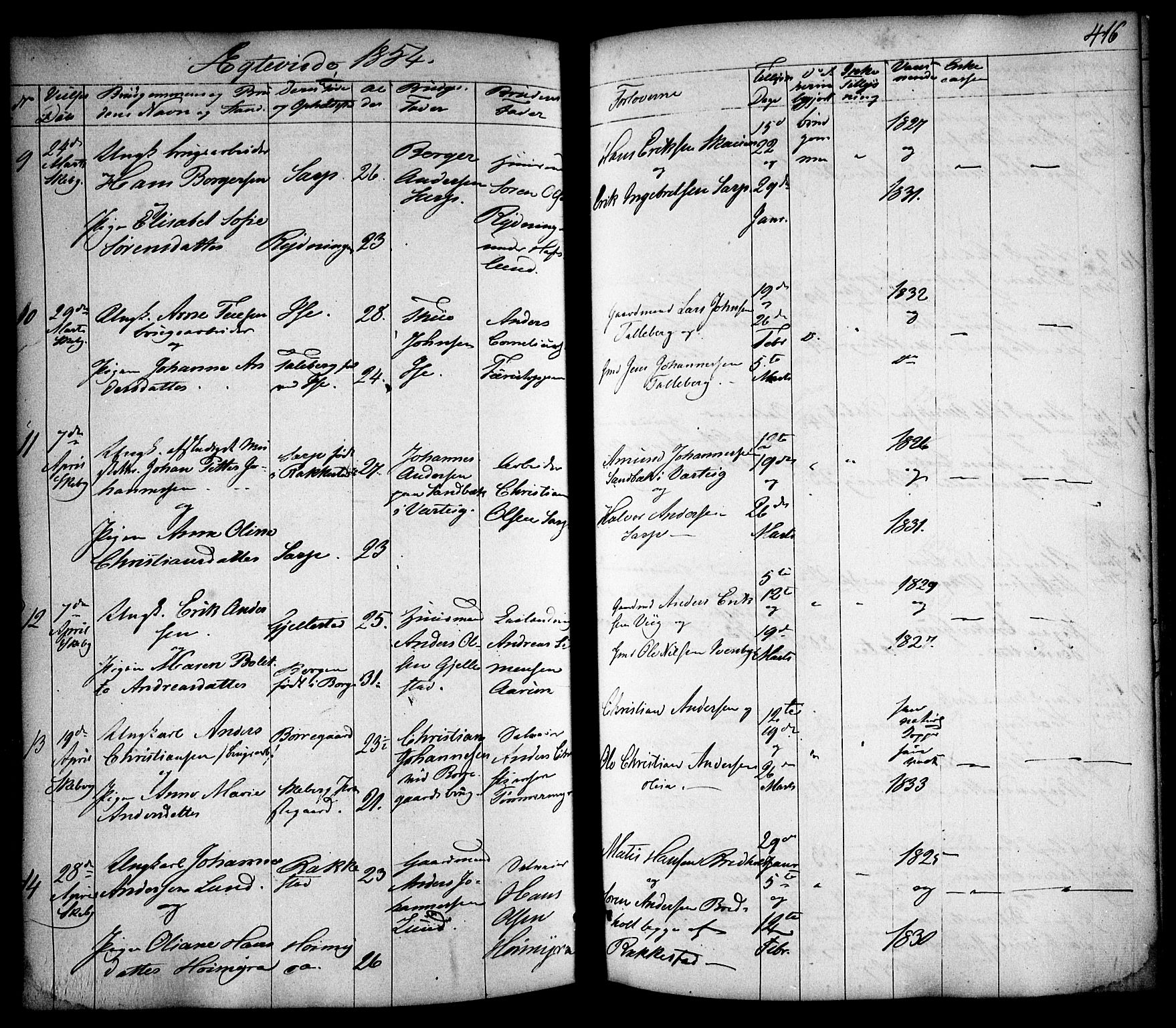 Skjeberg prestekontor Kirkebøker, SAO/A-10923/F/Fa/L0006: Parish register (official) no. I 6, 1846-1858, p. 416