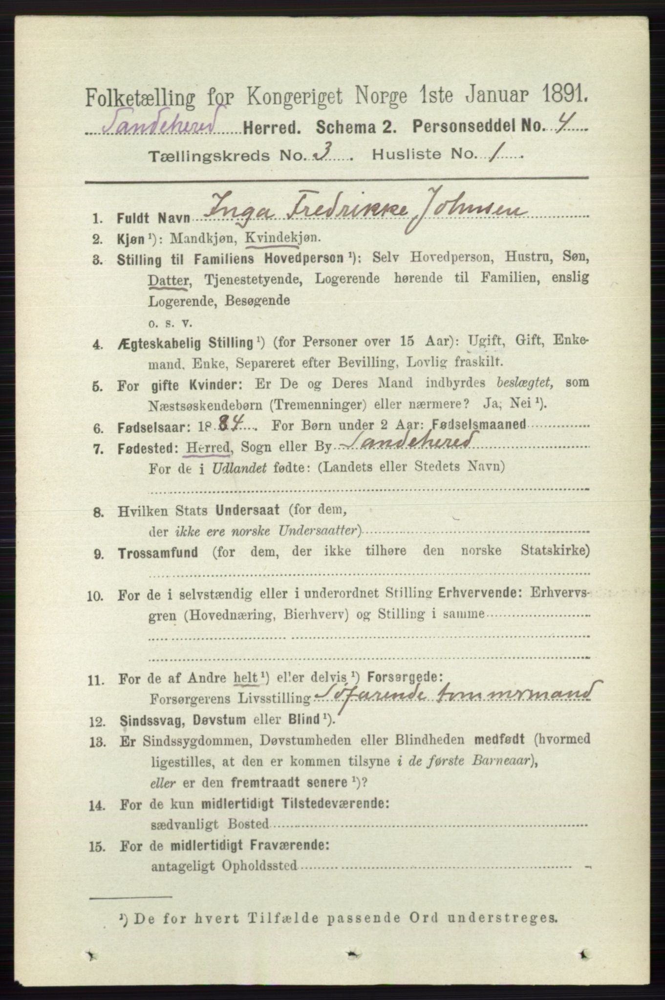 RA, 1891 census for 0724 Sandeherred, 1891, p. 1984