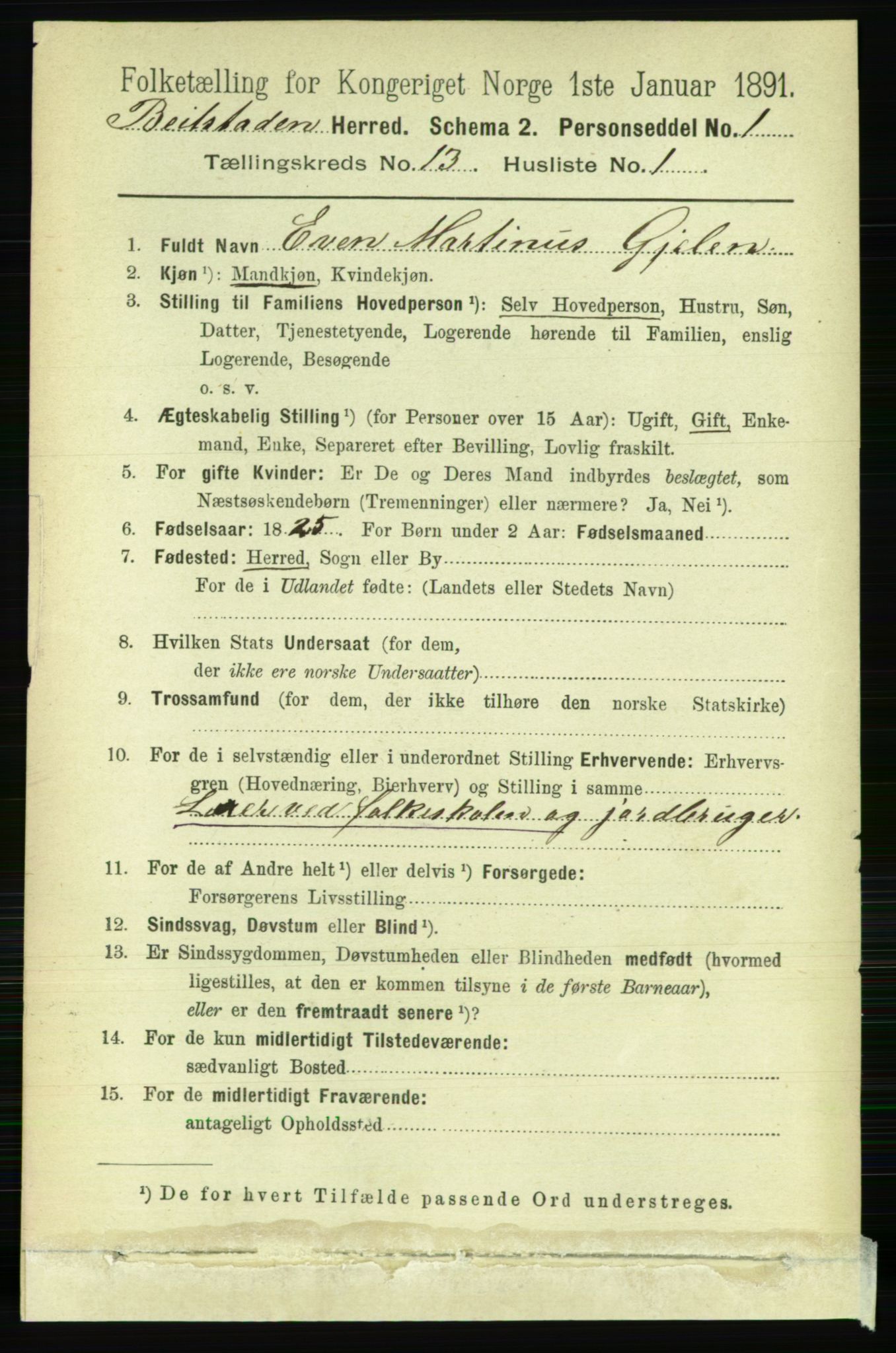 RA, 1891 census for 1727 Beitstad, 1891, p. 3601