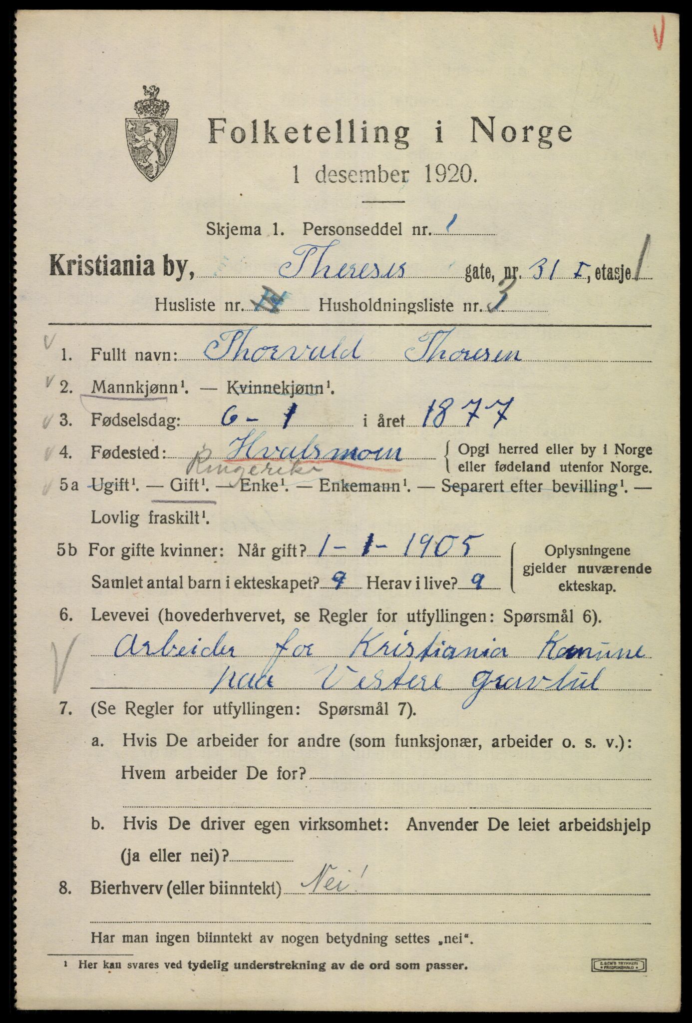 SAO, 1920 census for Kristiania, 1920, p. 569169