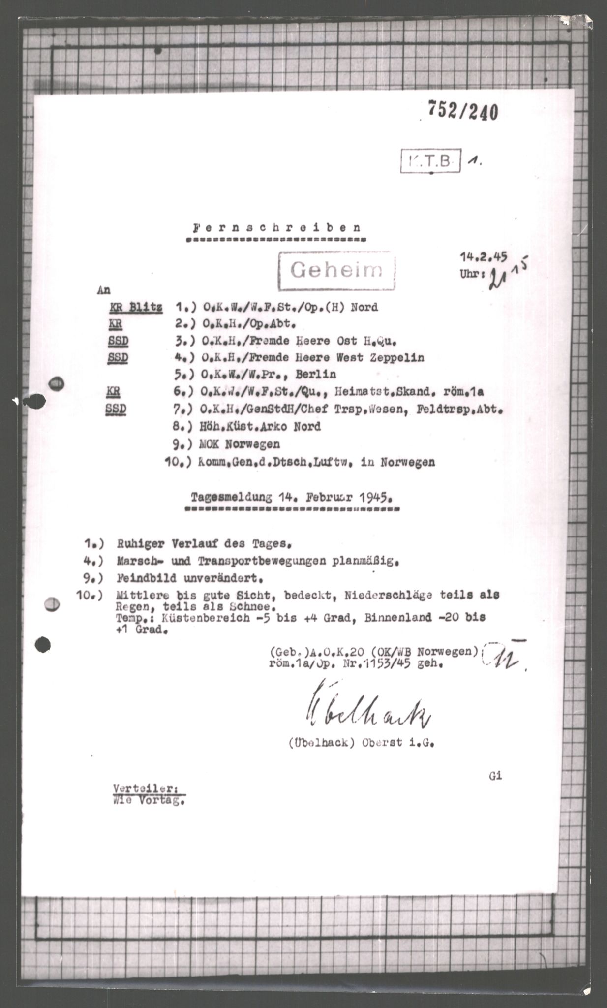 Forsvarets Overkommando. 2 kontor. Arkiv 11.4. Spredte tyske arkivsaker, AV/RA-RAFA-7031/D/Dar/Dara/L0003: Krigsdagbøker for 20. Gebirgs-Armee-Oberkommando (AOK 20), 1945, p. 44