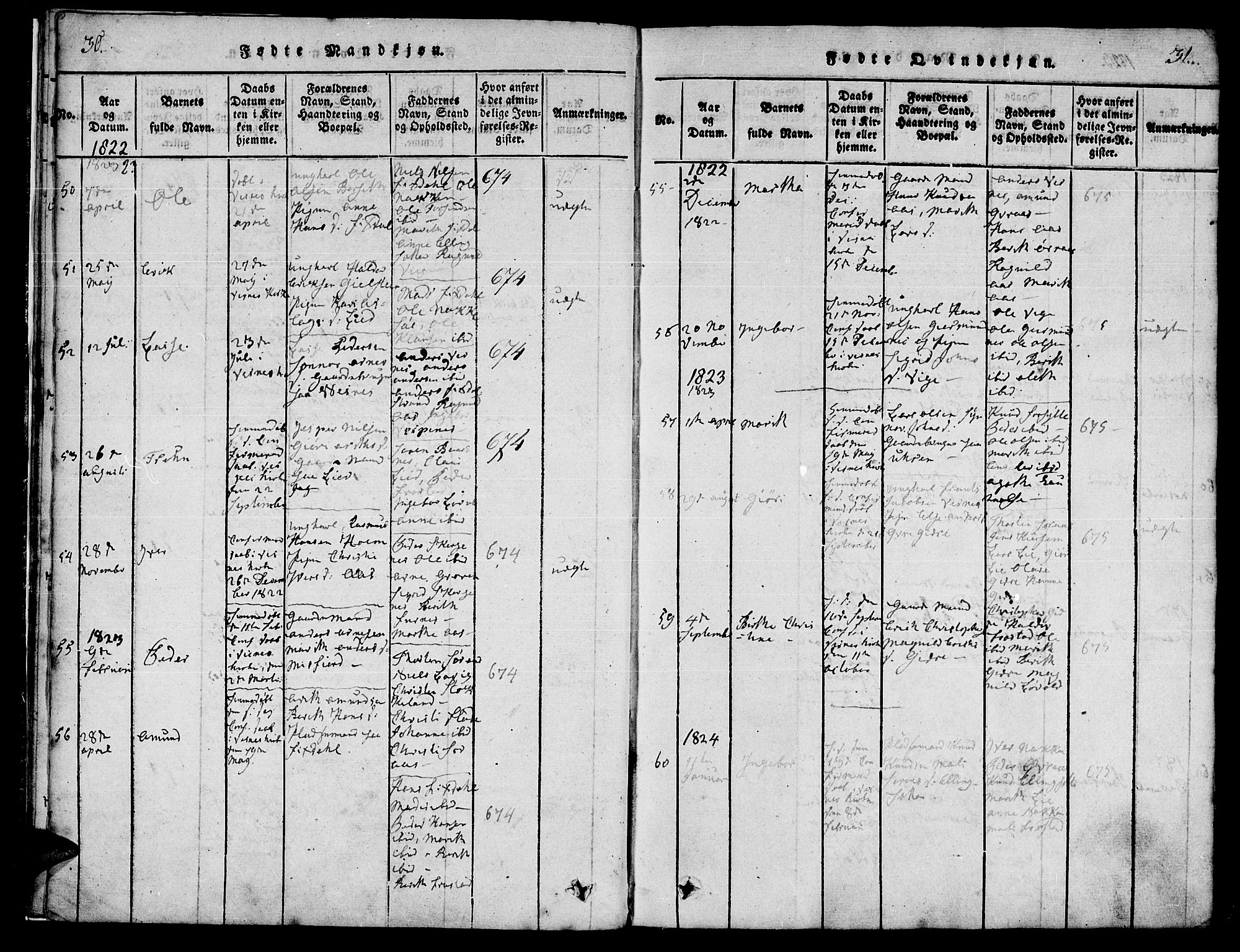 Ministerialprotokoller, klokkerbøker og fødselsregistre - Møre og Romsdal, SAT/A-1454/539/L0528: Parish register (official) no. 539A01, 1818-1847, p. 30-31