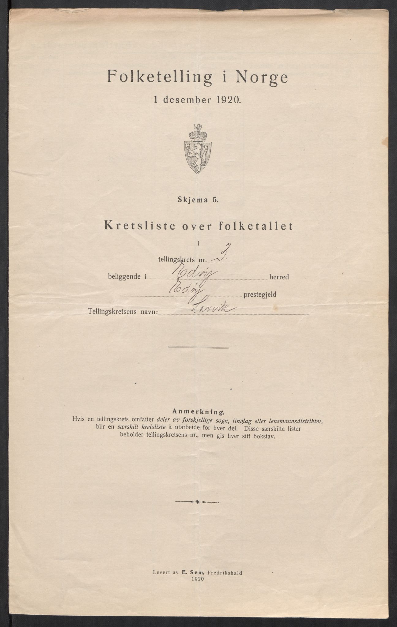 SAT, 1920 census for Edøy, 1920, p. 13