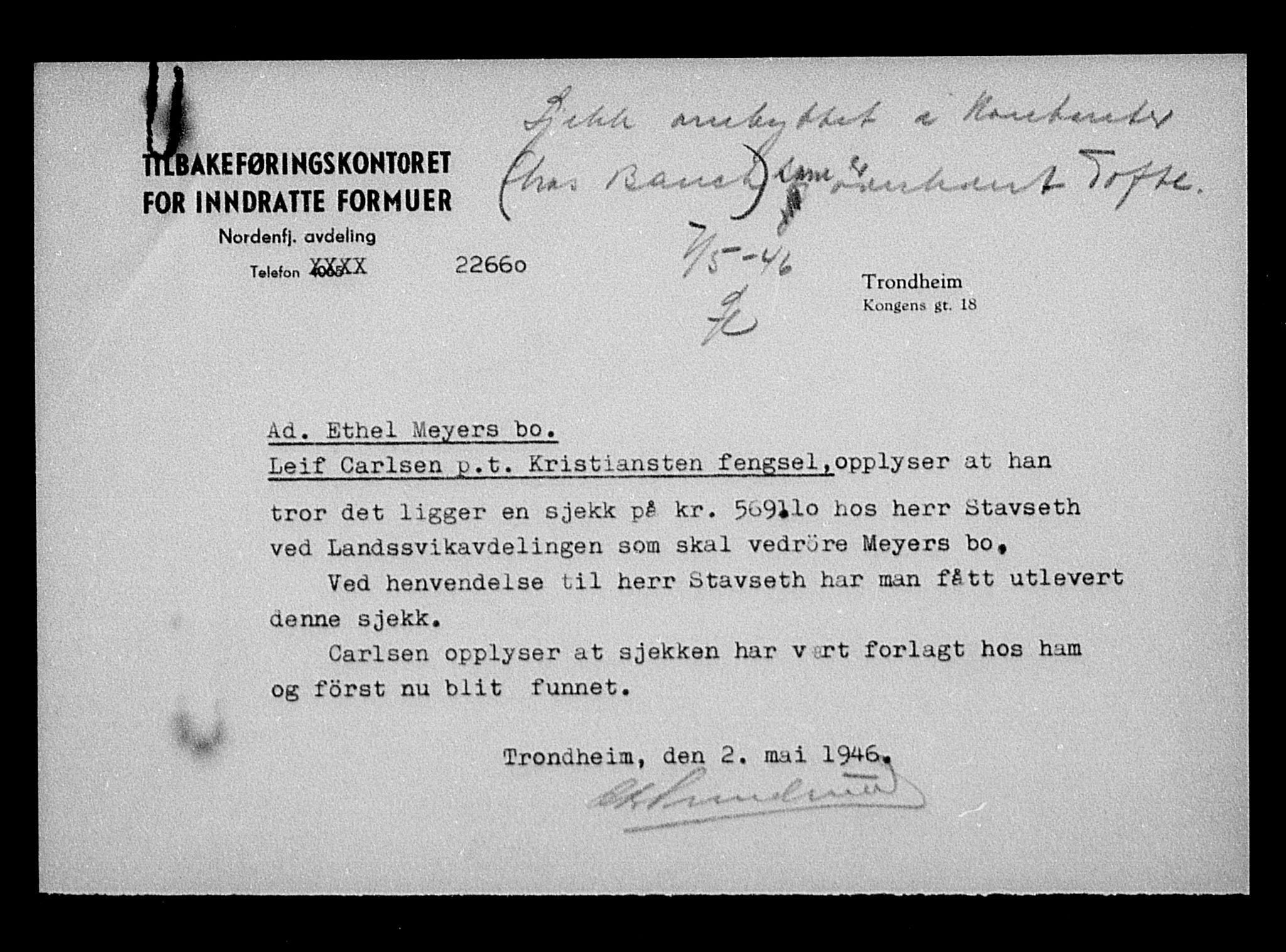 Justisdepartementet, Tilbakeføringskontoret for inndratte formuer, AV/RA-S-1564/H/Hc/Hca/L0905: --, 1945-1947, p. 642