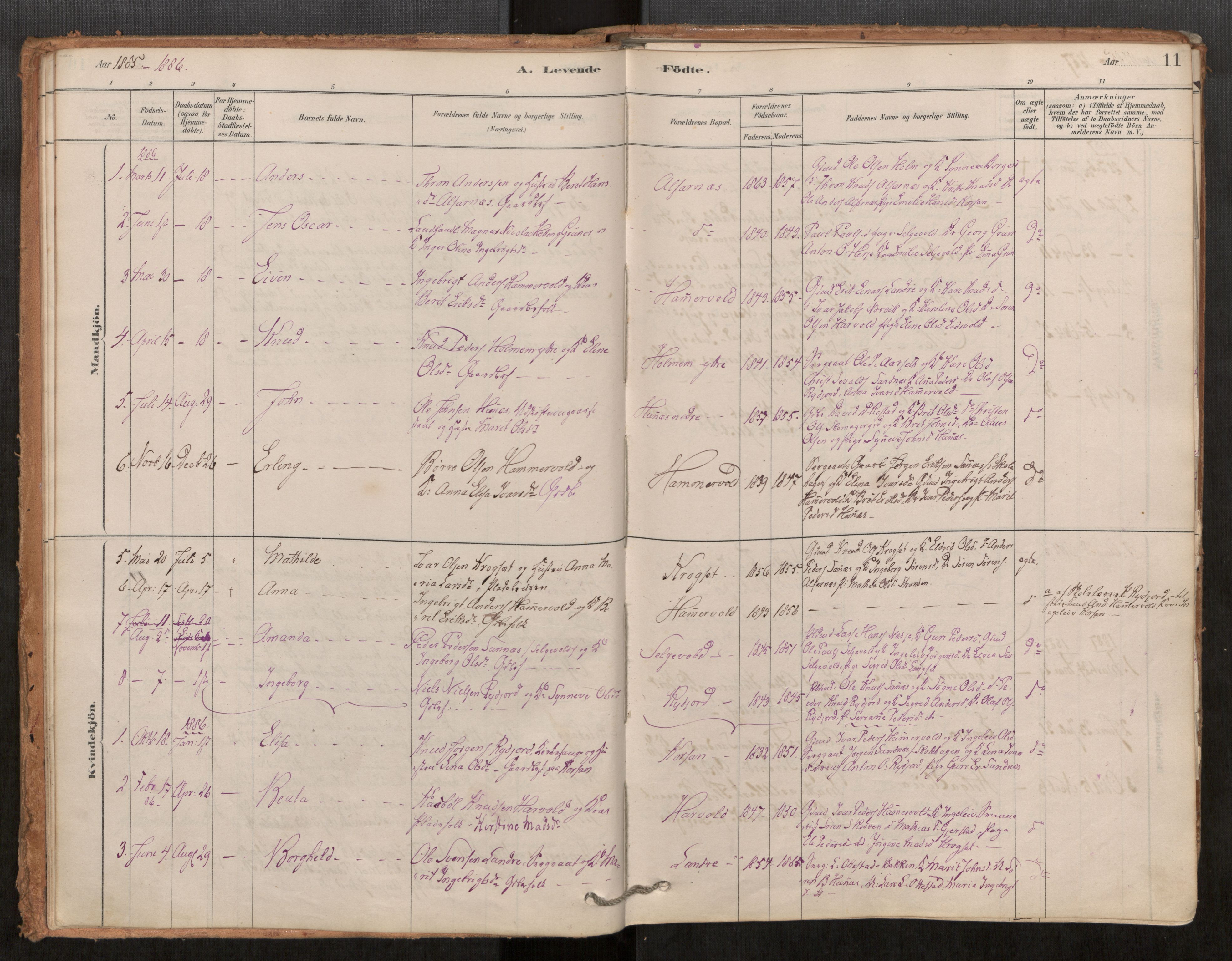 Ministerialprotokoller, klokkerbøker og fødselsregistre - Møre og Romsdal, SAT/A-1454/548/L0615: Parish register (official) no. 548A02, 1878-1906, p. 11