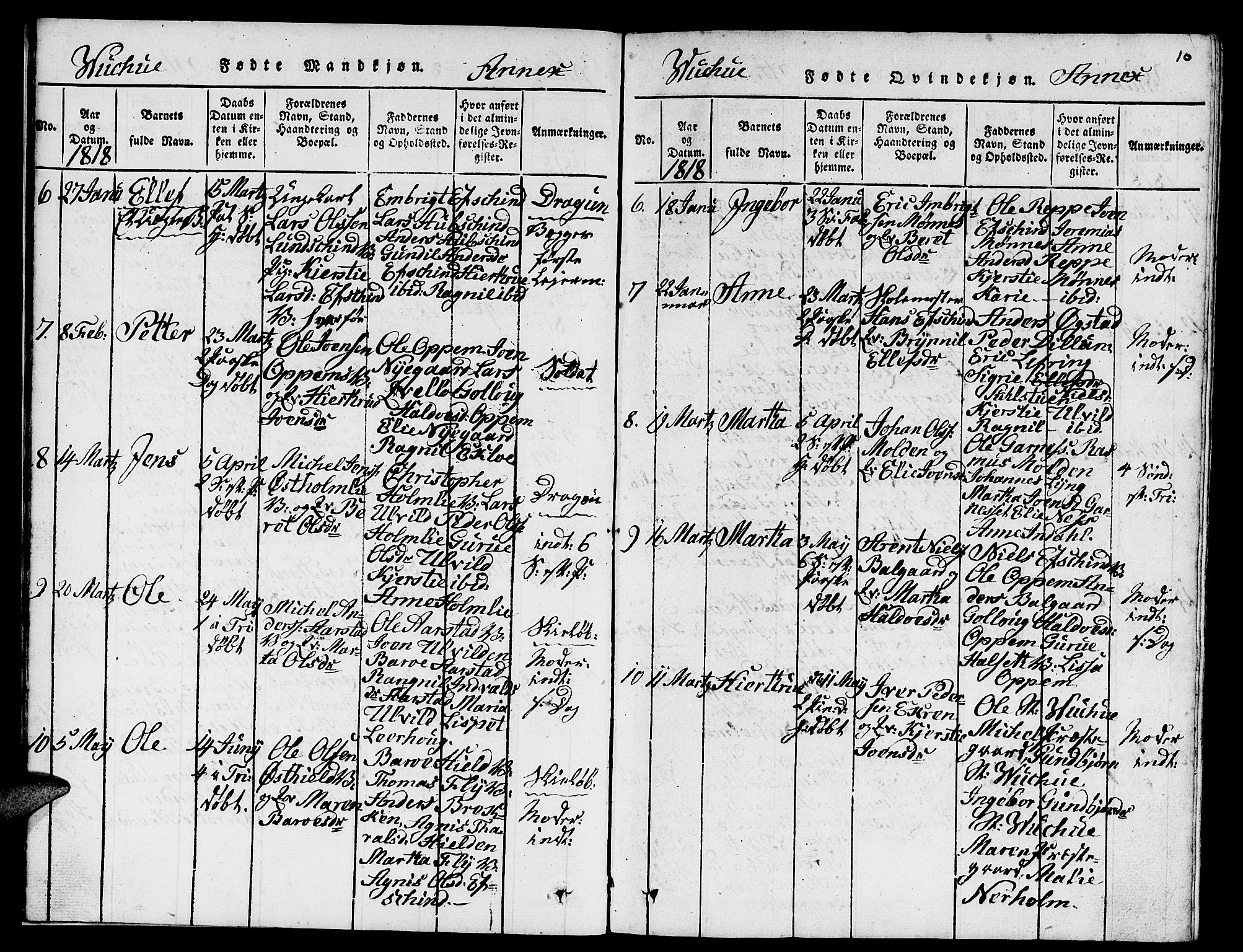 Ministerialprotokoller, klokkerbøker og fødselsregistre - Nord-Trøndelag, SAT/A-1458/724/L0265: Parish register (copy) no. 724C01, 1816-1845, p. 10
