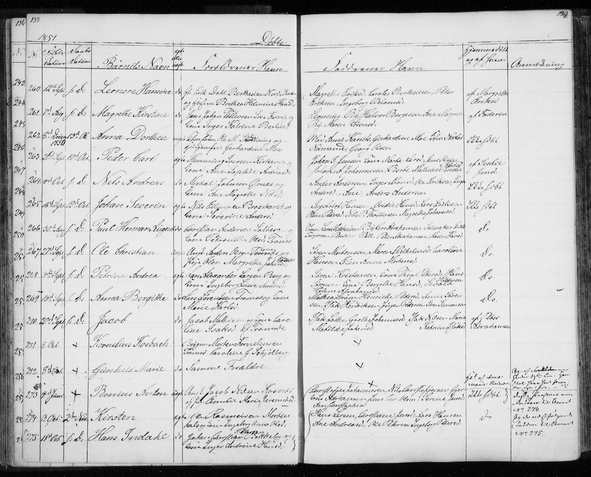 Tromsø sokneprestkontor/stiftsprosti/domprosti, AV/SATØ-S-1343/G/Gb/L0005klokker: Parish register (copy) no. 5, 1846-1857, p. 138-139