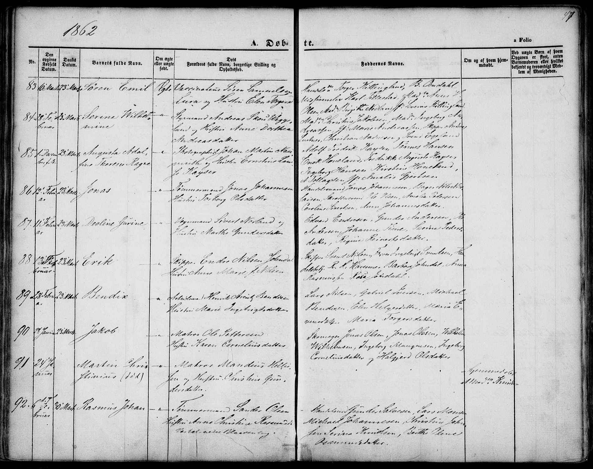 St. Petri sokneprestkontor, SAST/A-101813/001/30/30BA/L0001: Parish register (official) no. A 1, 1861-1868, p. 47