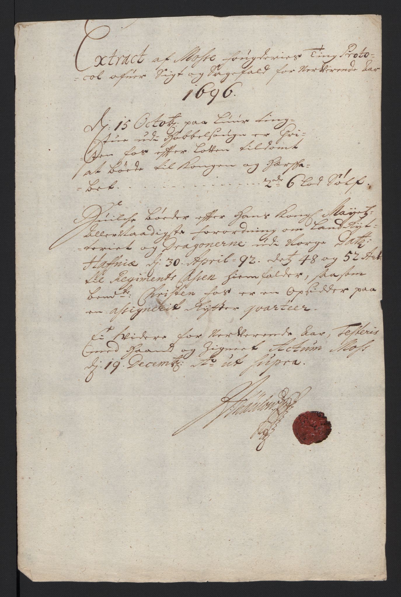 Rentekammeret inntil 1814, Reviderte regnskaper, Fogderegnskap, AV/RA-EA-4092/R04/L0124: Fogderegnskap Moss, Onsøy, Tune, Veme og Åbygge, 1696, p. 33