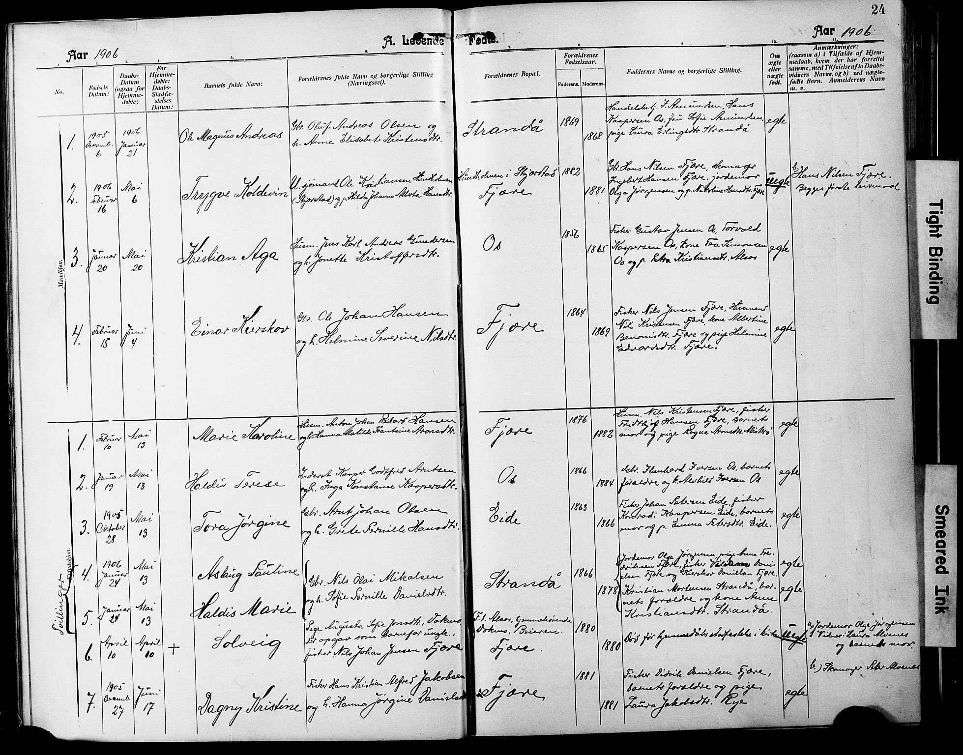 Ministerialprotokoller, klokkerbøker og fødselsregistre - Nordland, SAT/A-1459/803/L0077: Parish register (copy) no. 803C04, 1897-1930, p. 24