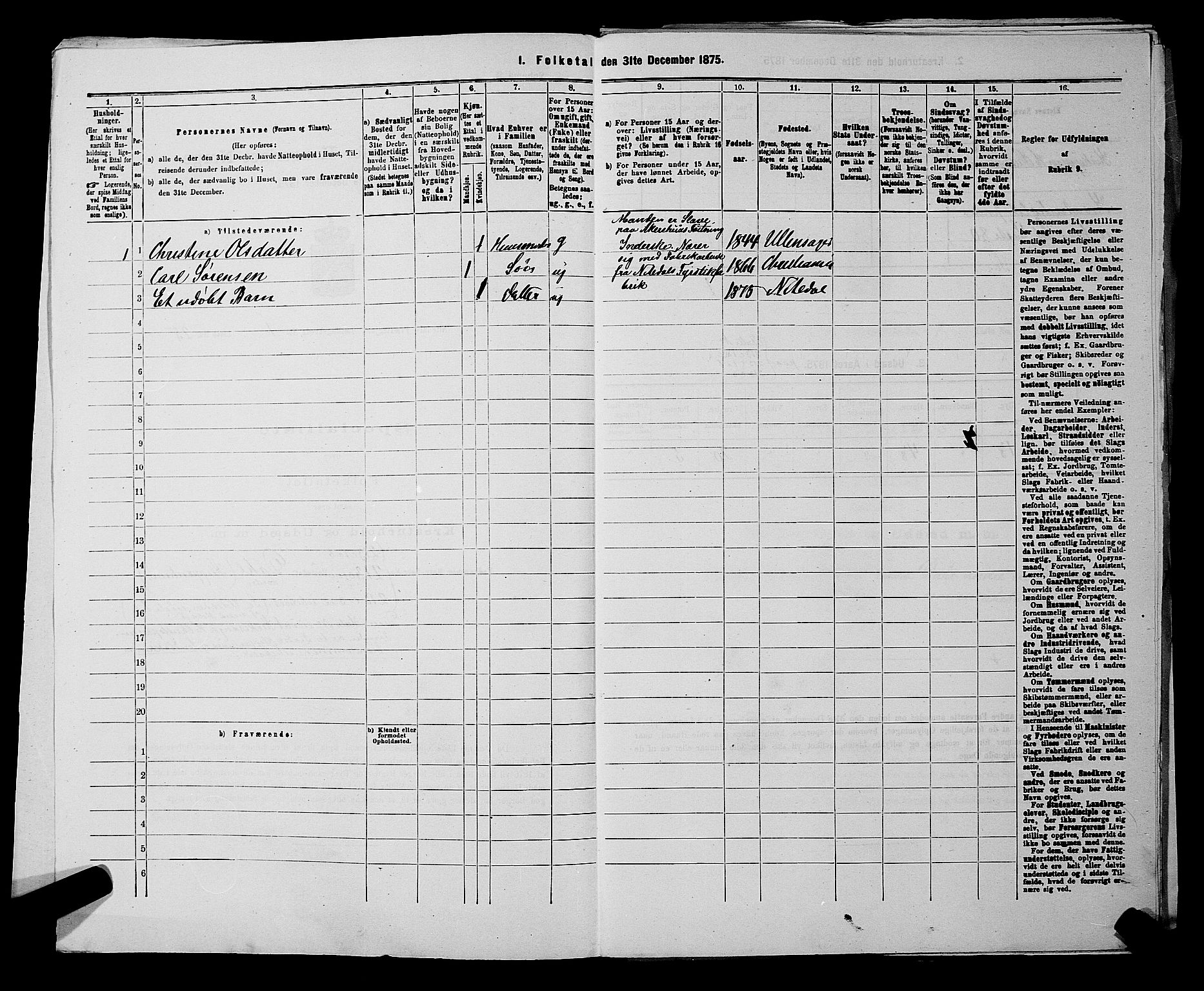 RA, 1875 census for 0233P Nittedal, 1875, p. 27