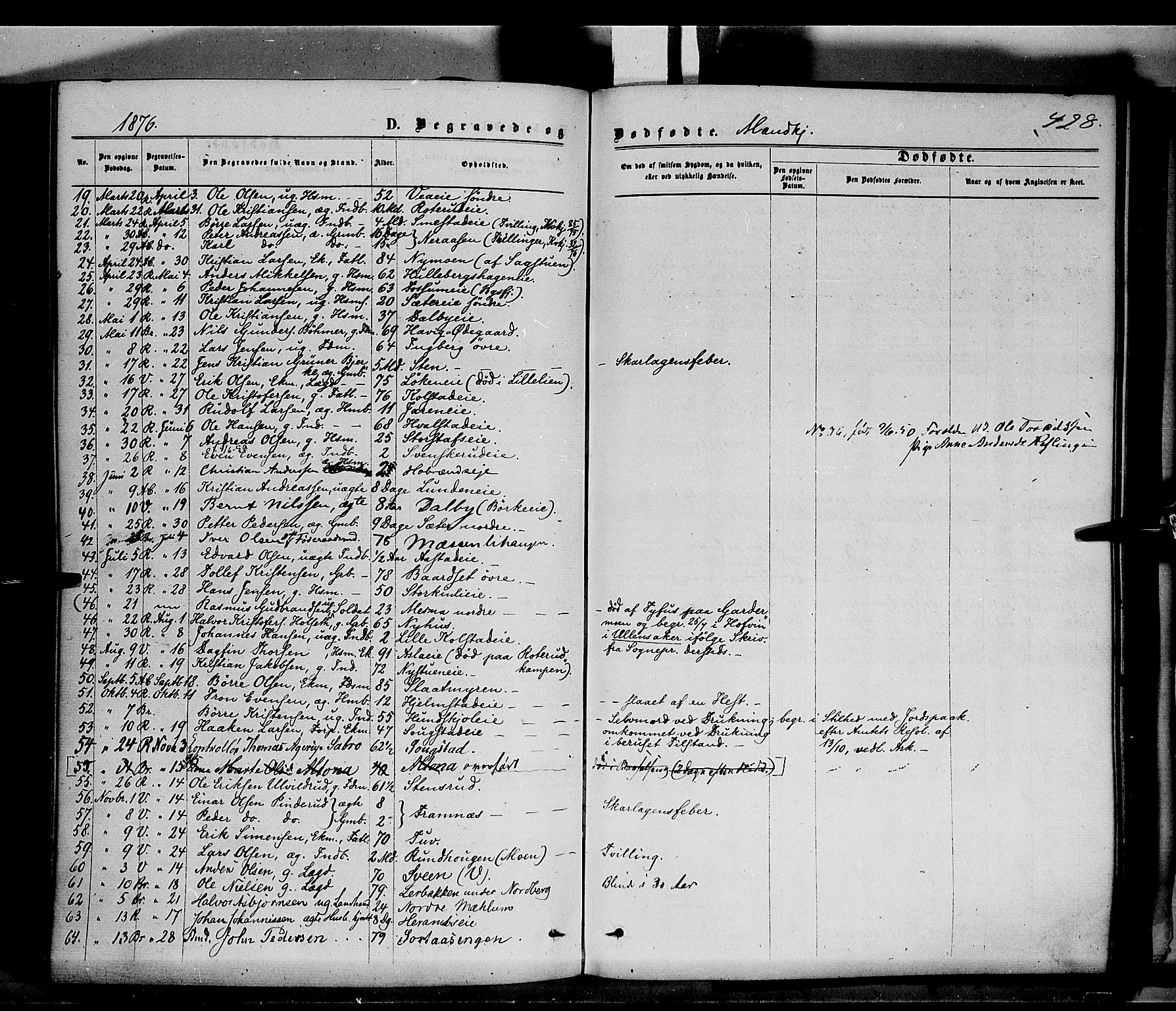 Ringsaker prestekontor, AV/SAH-PREST-014/K/Ka/L0011: Parish register (official) no. 11, 1870-1878, p. 428